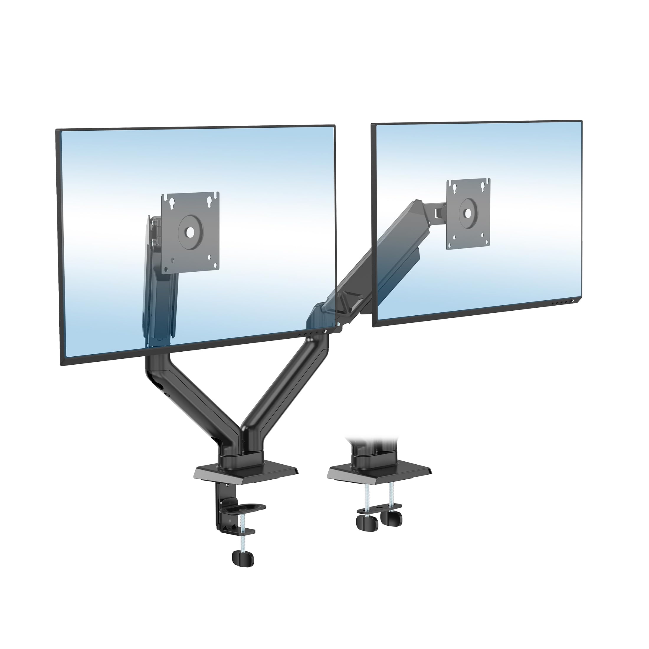 MountIt! Full Motion Dual Monitor Mount with Spring Arms, 17 to 32, Full Motion Monitor Arm with Tilt, Rotation, Swivel, Heig