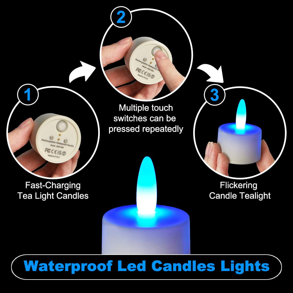 Idyl Light Rechargeable Tea Lights Candles With Charging Base, Flameless Votive Candles With Remote Timer, Flickering 55 Hours W