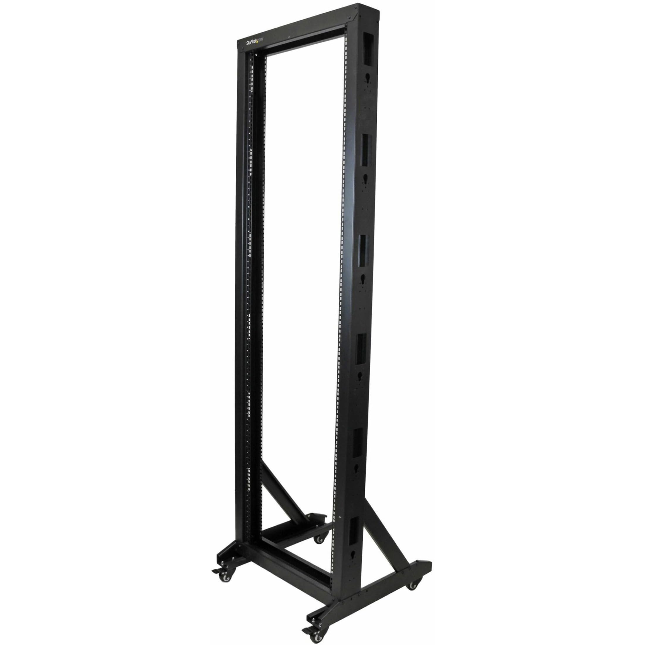 Startech.Com 2 Post 42U Mobile Open Frame Server Rack, Two Post 19In Network Rack With Casters, Rolling Open Rack For Av/Data/It