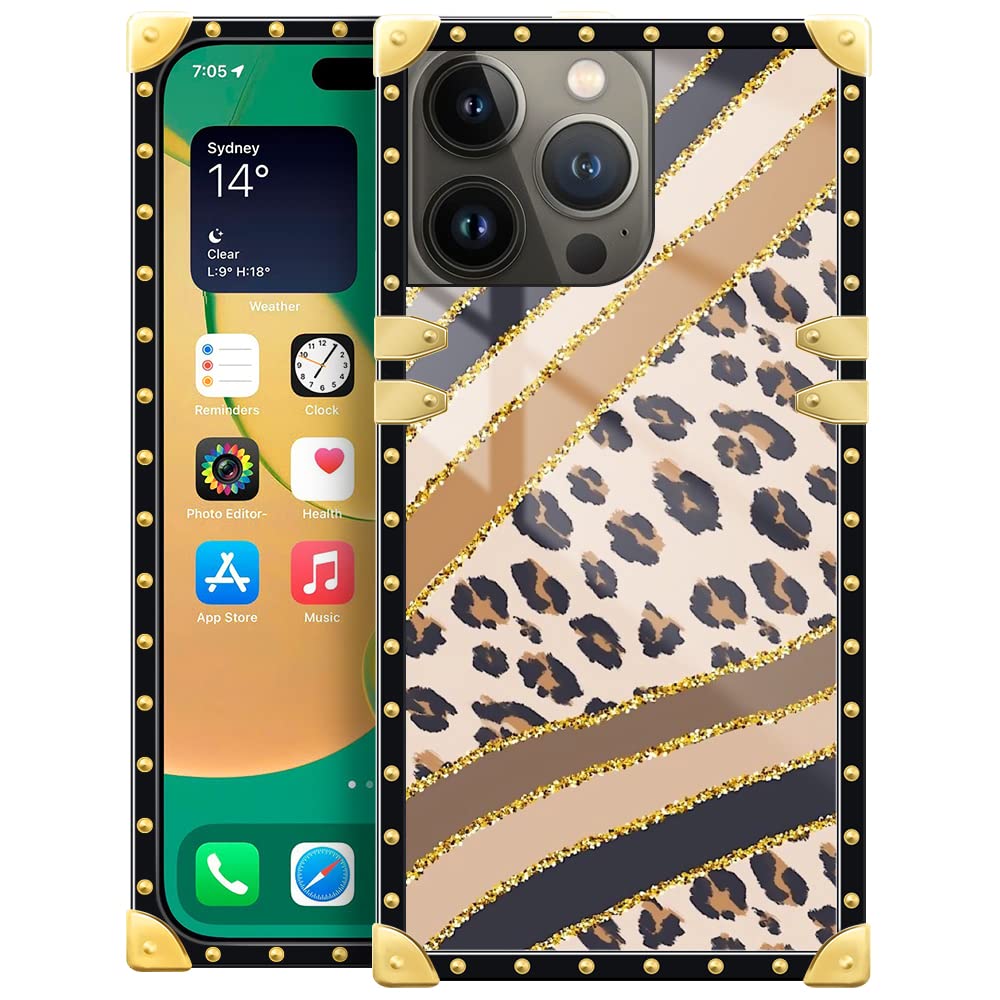 Pinsheng For Iphone 14 Pro Max Case,Leopard Stripe Iphone 14 Pro Max Cases For Girls/Women,Surrounding Soft Tpu Luxury Elegant M