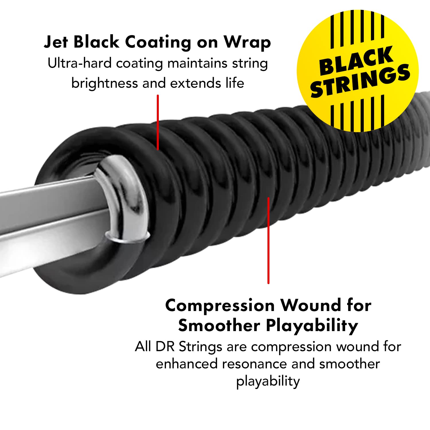 Dr Strings Electric Guitar Strings, Black Beauties   Black Coated, 10 46