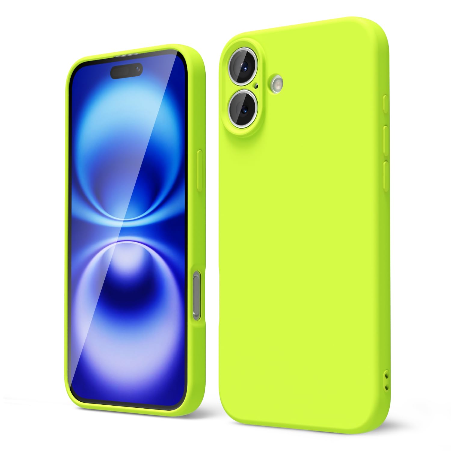 Oakxco For Iphone 16 Phone Case Liquid Silicone, Neon Bright Solid Color, Thin Slim Soft Rubber Gel Matte Tpu Plain Simple Prote