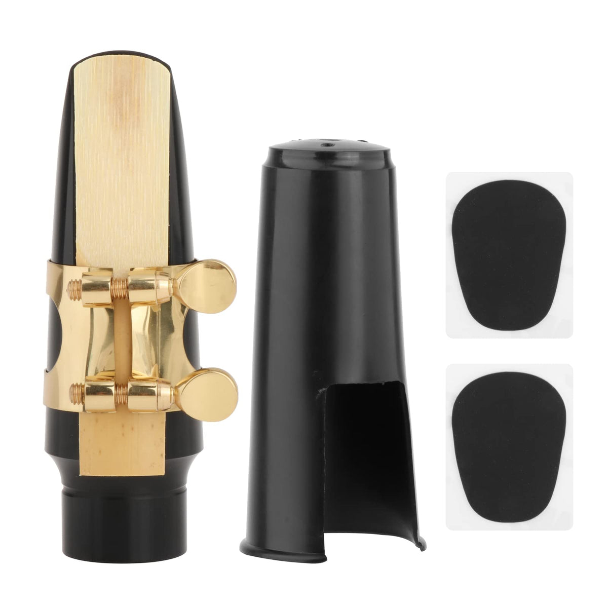 Alto Saxophones Mouthpieces Kit With Metal Ligature, Saxophone Strength 2.5 One Reed, Cushions And Plastic Cap Black