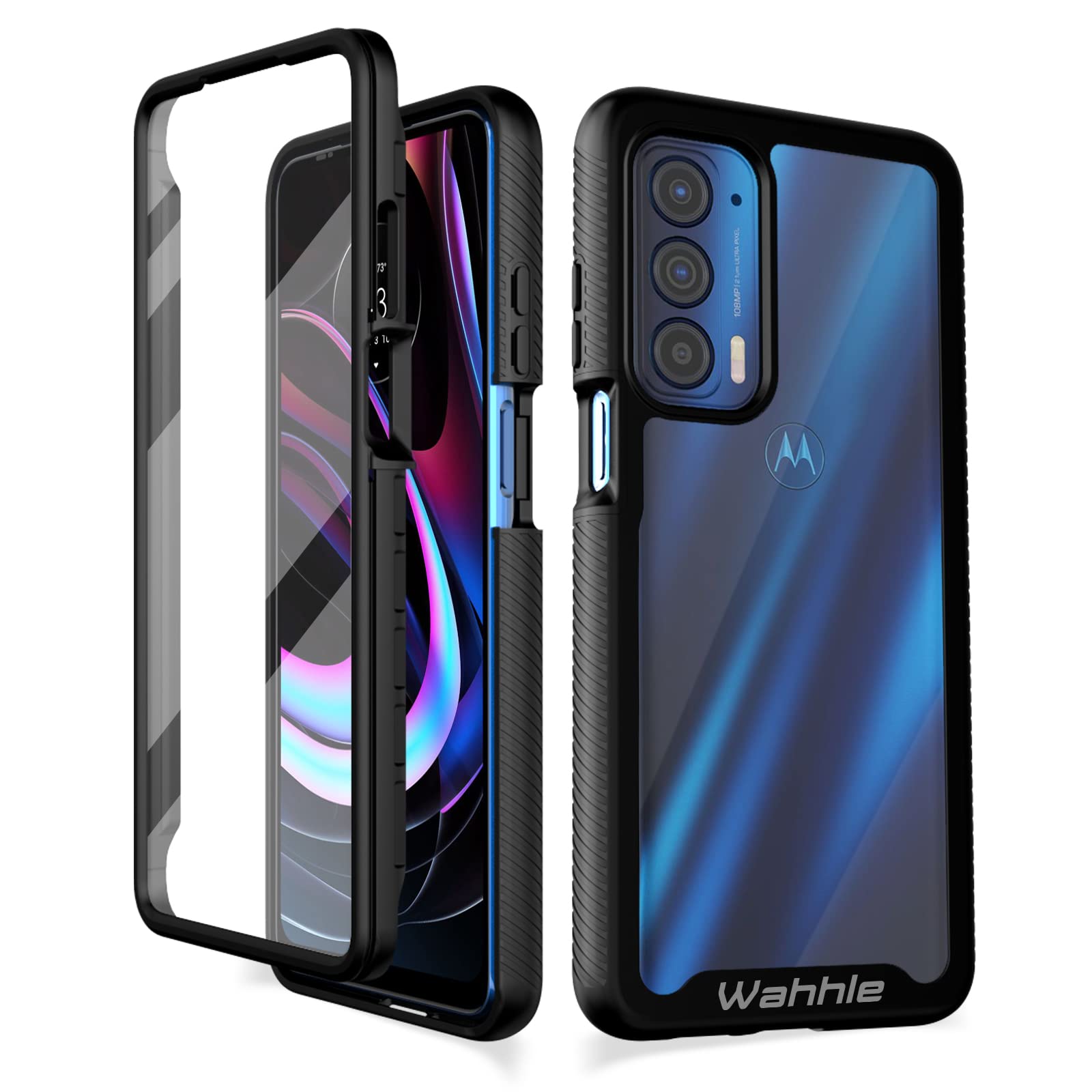Wahhle Compatible With Motorola Edge 5G Uw Case, Built In Screen Protector Full Body Shockproof Slim Fit Bumper Protective Phone