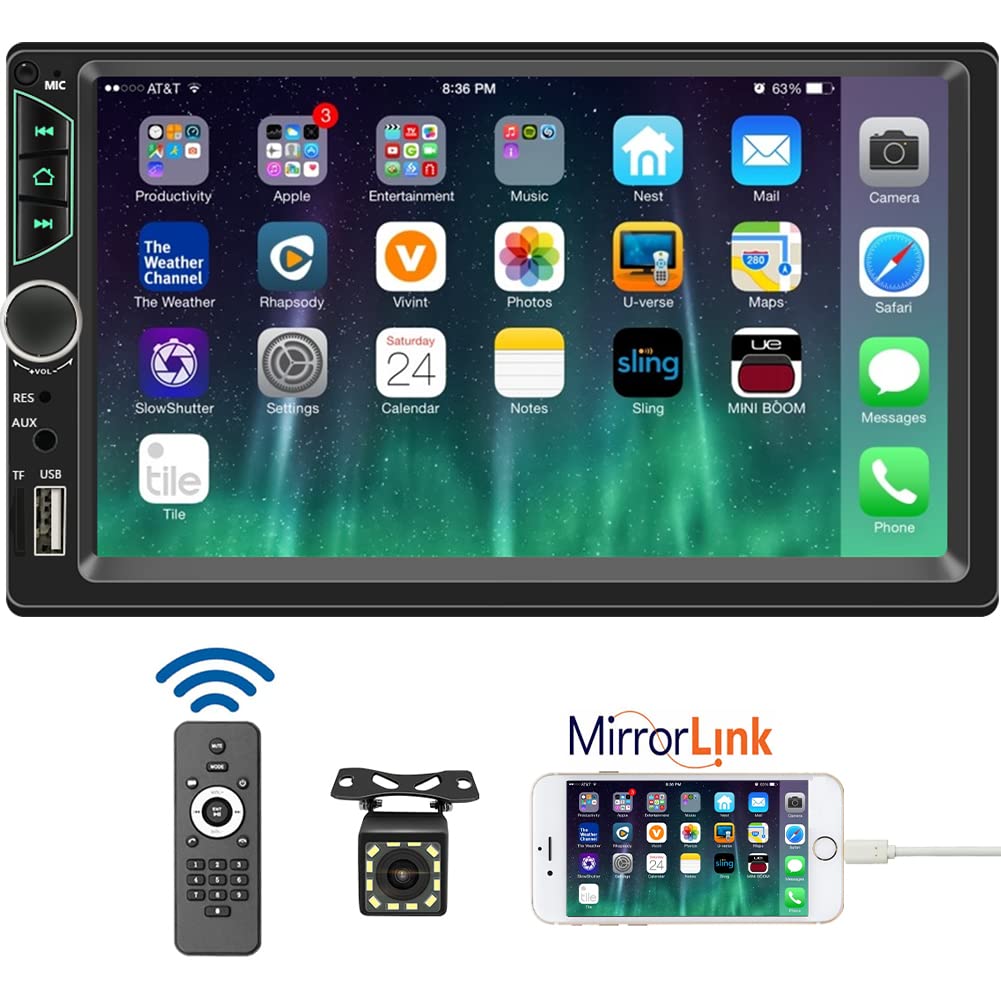 Leadfan 7Inch Car Stereo Double Din Radio Touchscreen With Backup Camera Multimedia Car Audio Support Mirror Link,Bluetooth Call