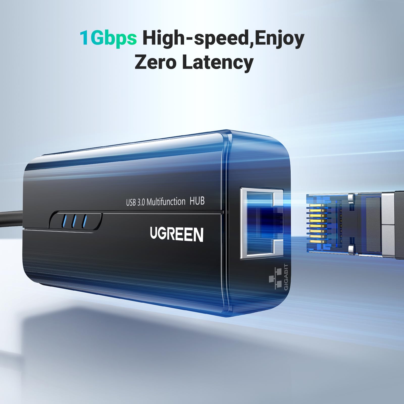 Ugreen Usb 3.0 Hub Ethernet Adapter 10 100 1000 Gigabit Network Converter With 3 Usb 3.0 Ports Hub Compatible With Laptop Pc Nin