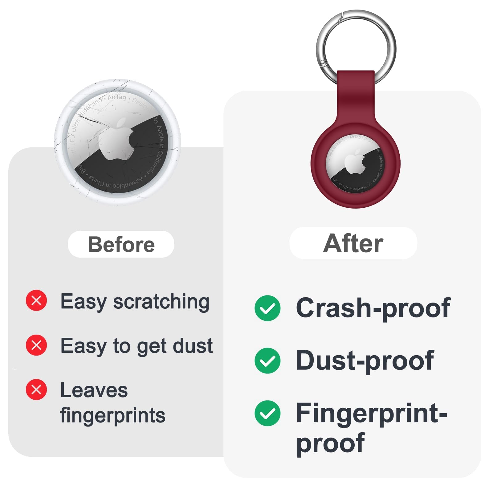 Linsaner Compatible With Airtag Case Keychain Air Tag Holder Silicone Airtags Key Ring Cases Tags Chain Apple Airtag Gps Item Fi