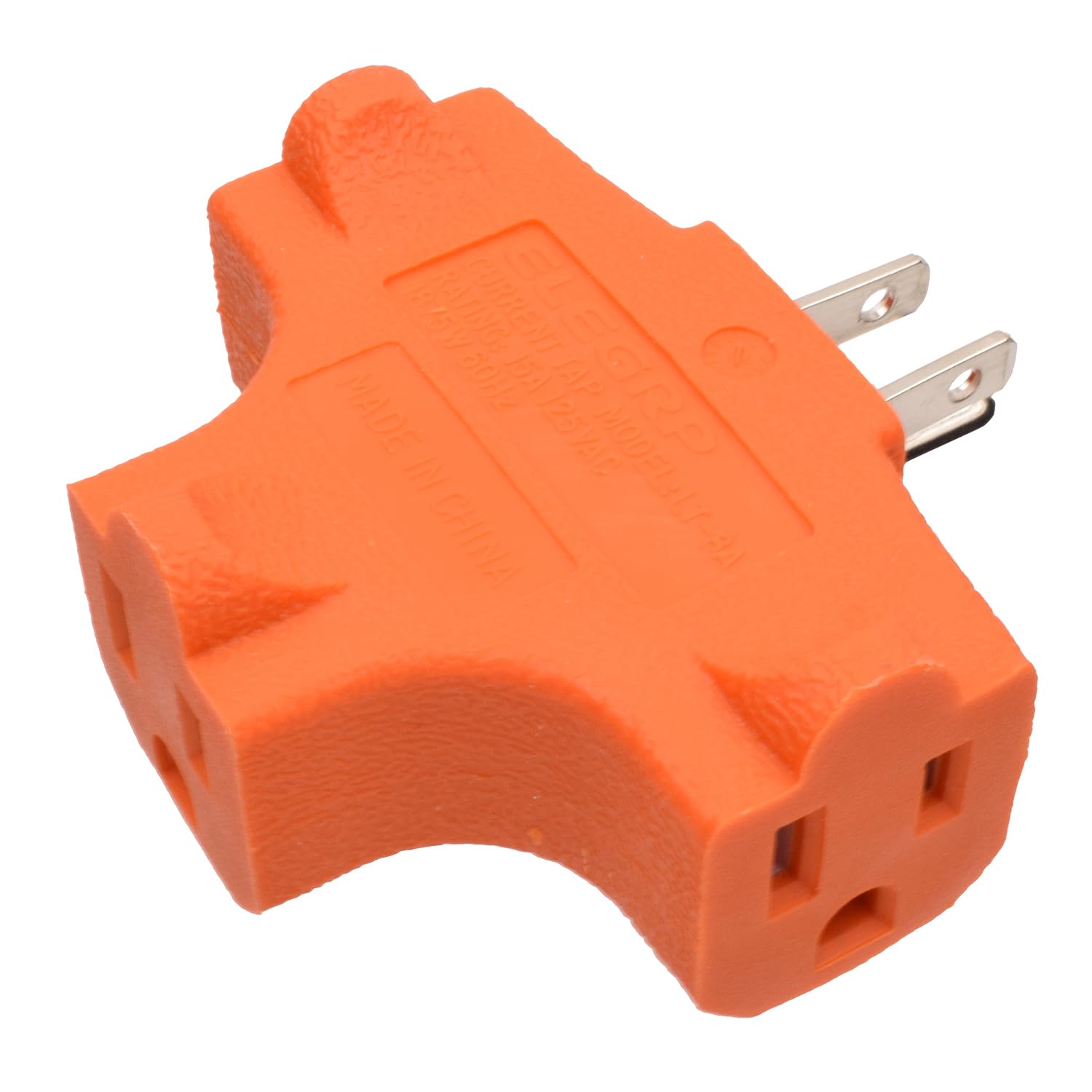 Elegrp 3 Prong Heavy Duty Power Extender To Triple Outlet In T Direction, Multi Directional Grounded Wall Tap Outlet Extender Wi