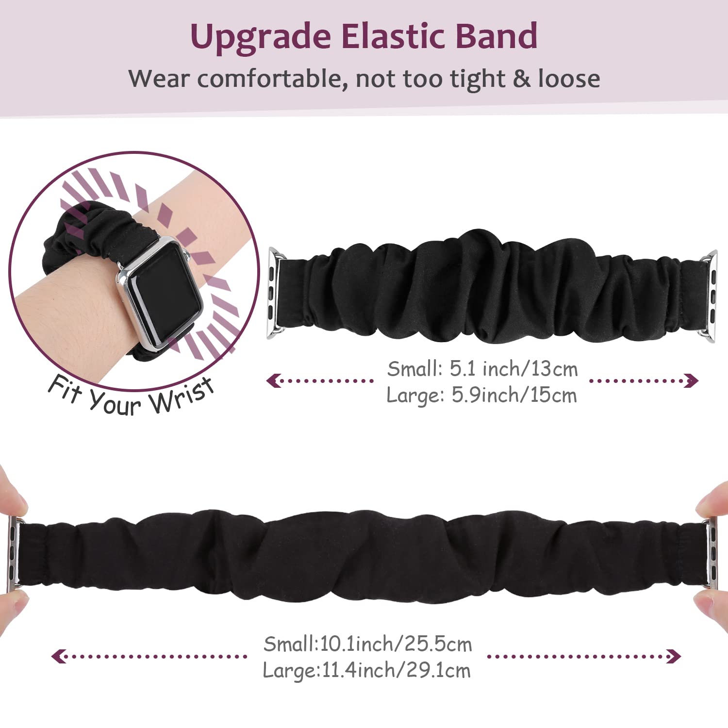 Jieliele Compatible With Scrunchie Apple Watch Band 38Mm 40Mm 41Mm 42Mm 44Mm 45Mm 49Mm For Women, Cute Wristbands Straps Elastic