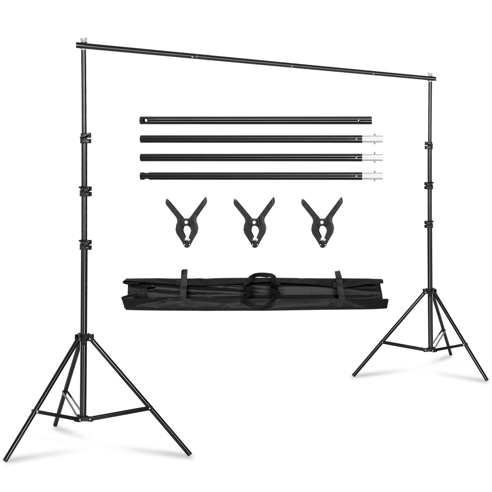 Kshioe Backdrop Support Stand 6.4X10Ft Photo Backdrop Stand Adjustable Photography Studio Background Support System Kit With Car