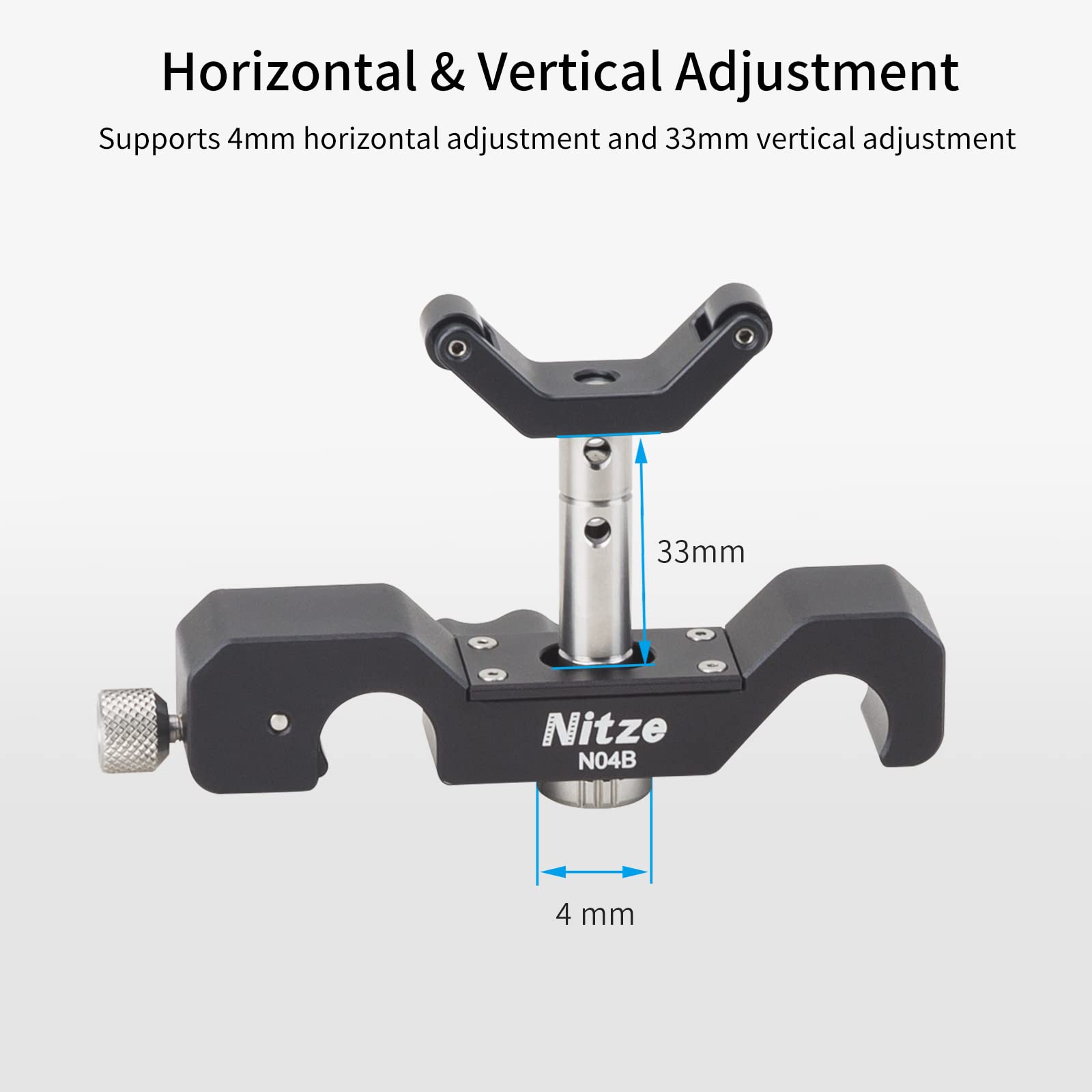 Nitze 15Mm Universal Lens Support With Rolling Y-Bracket And 1/4   , 3/8   And M3 Height Extension Posts - N04B