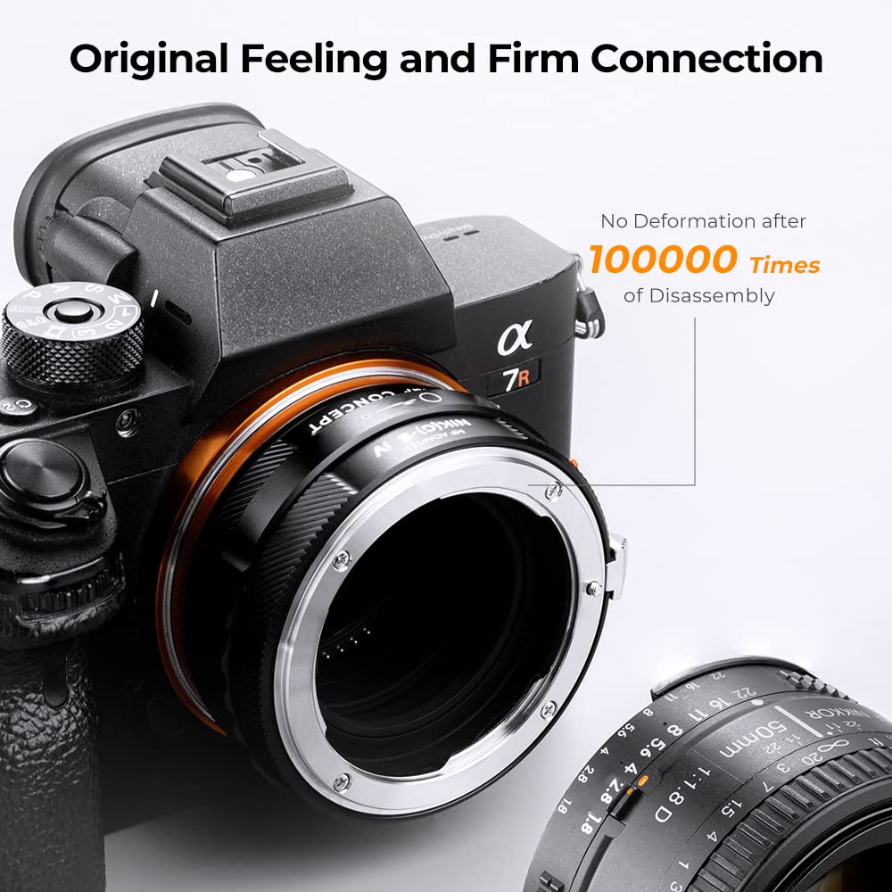 K&F Concept Lens Mount Adapter Nik(G) Nex Iv Manual Focus Compatible With Nikon F (G Type) Lens And Sony E Mount Camera Body