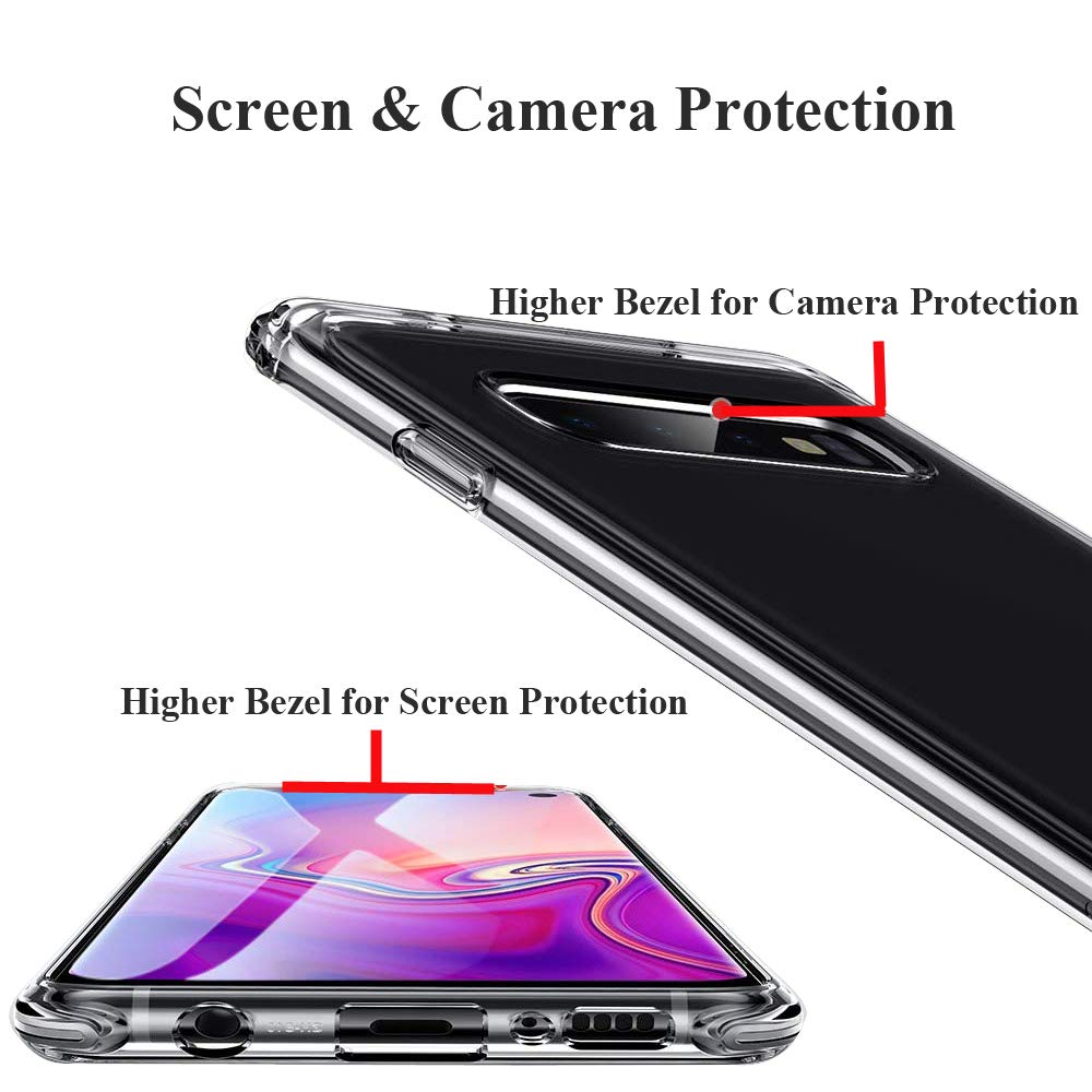 Unov Case For Galaxy S10 Case Clear With Design Soft Tpu Shock Absorption Slim Embossed Floral Pattern Protective Back Cover For