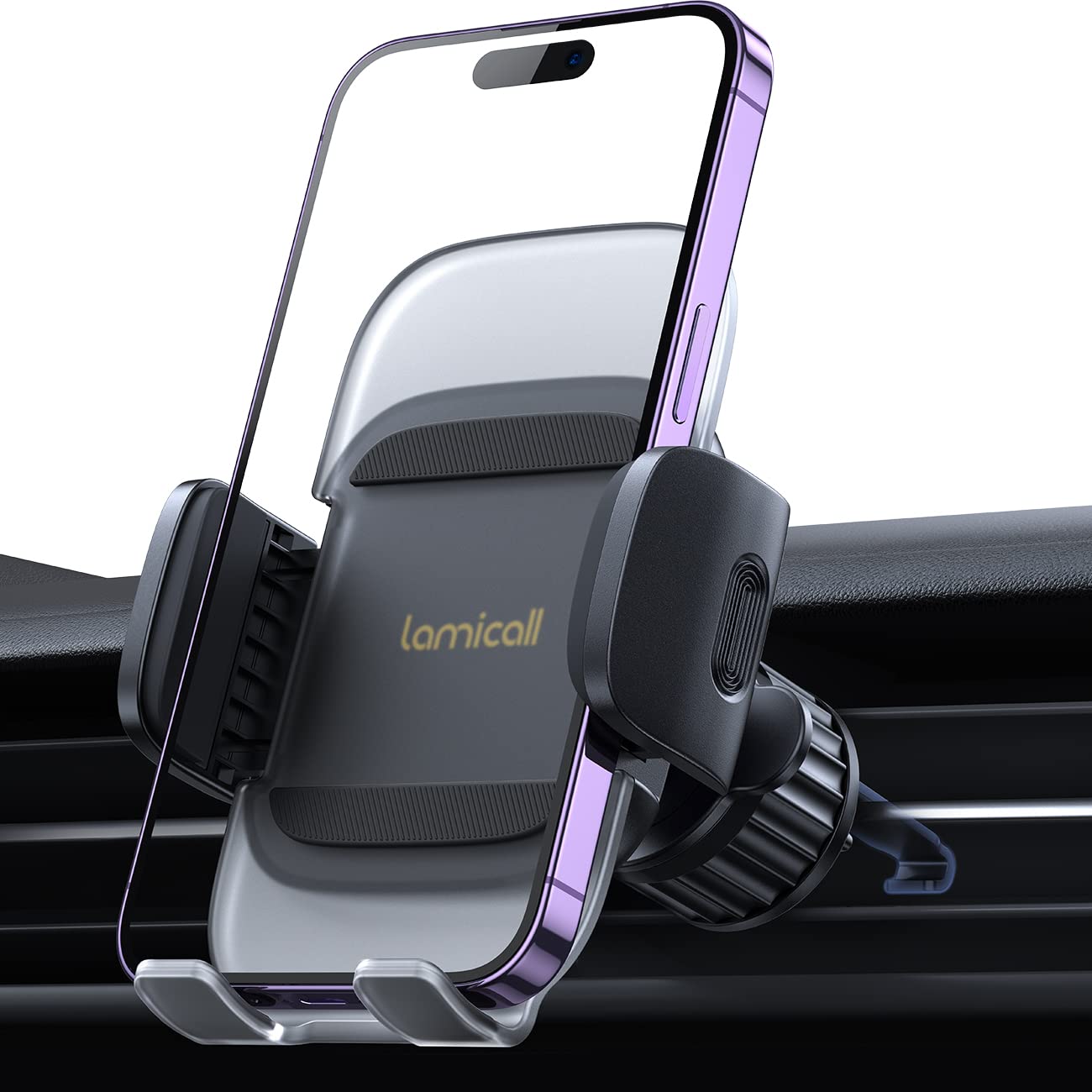 Lamicall Car Phone Holder Vent   Upgraded Spring Clip [Big Phone Friendly] Air Vent Cell Phone Holders for Your Car Mount Automobile Hands Free Cradle for iPhone 15 14 13 Pro Max Smartphone