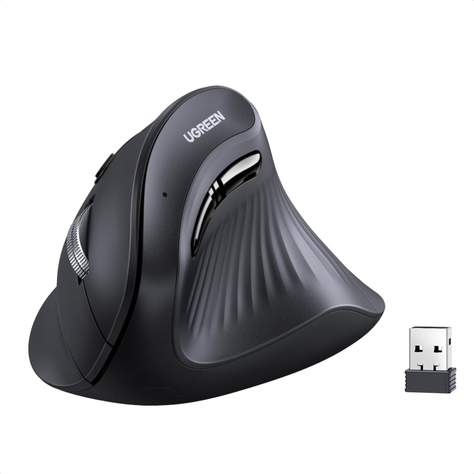 UGREEN Vertical Wireless (Bluetooth 5.0+2.4G) Ergonomic Mouse with 5 Buttons, 1000/1600/2000/4000 DPI, Prevention of Mouse Arm,