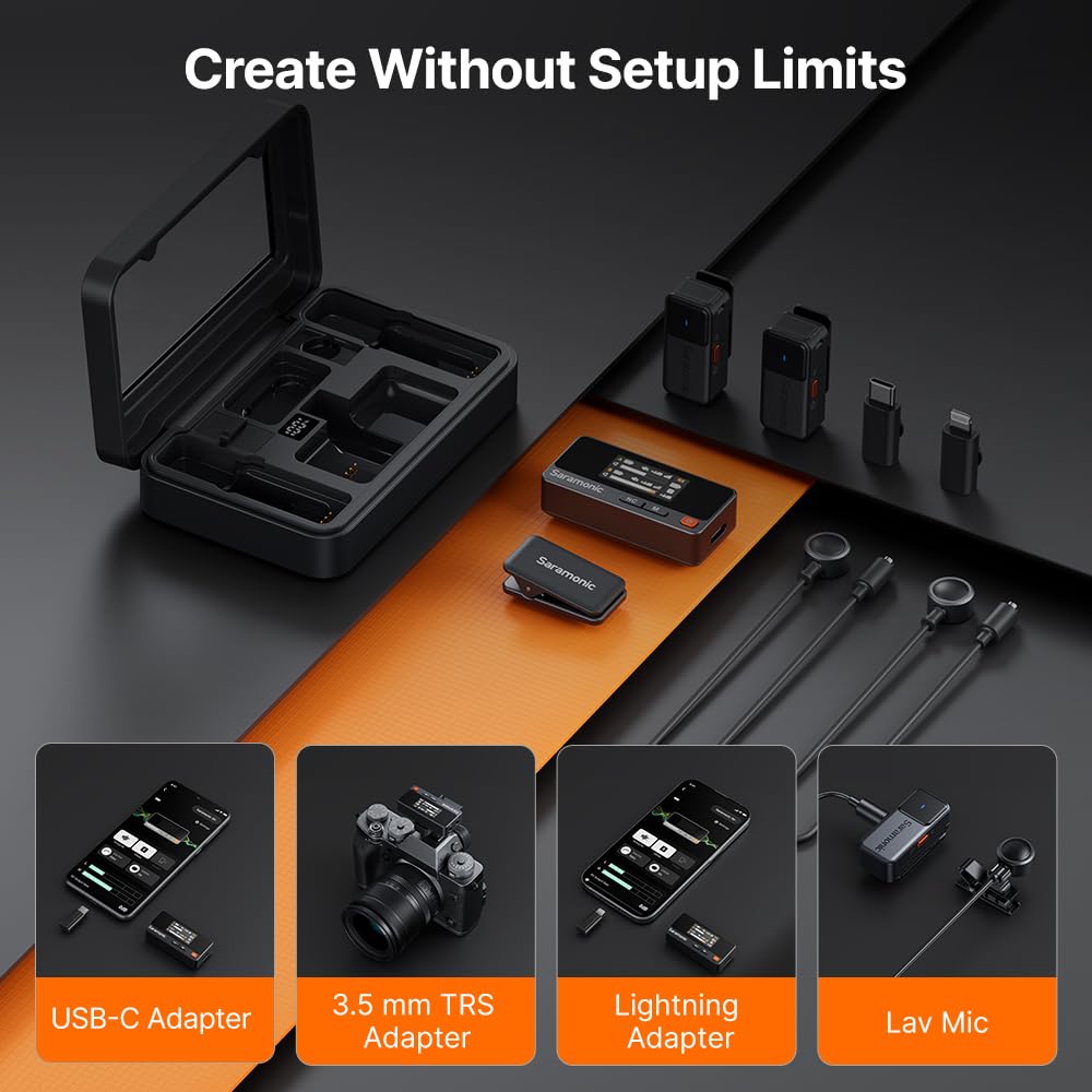 Saramonic Air 2-Person Wireless Micro Lavalier Microphone For Iphone/Camera/Android/Pc 24-Bit/48Khz, Noise Canceling, Limiting,