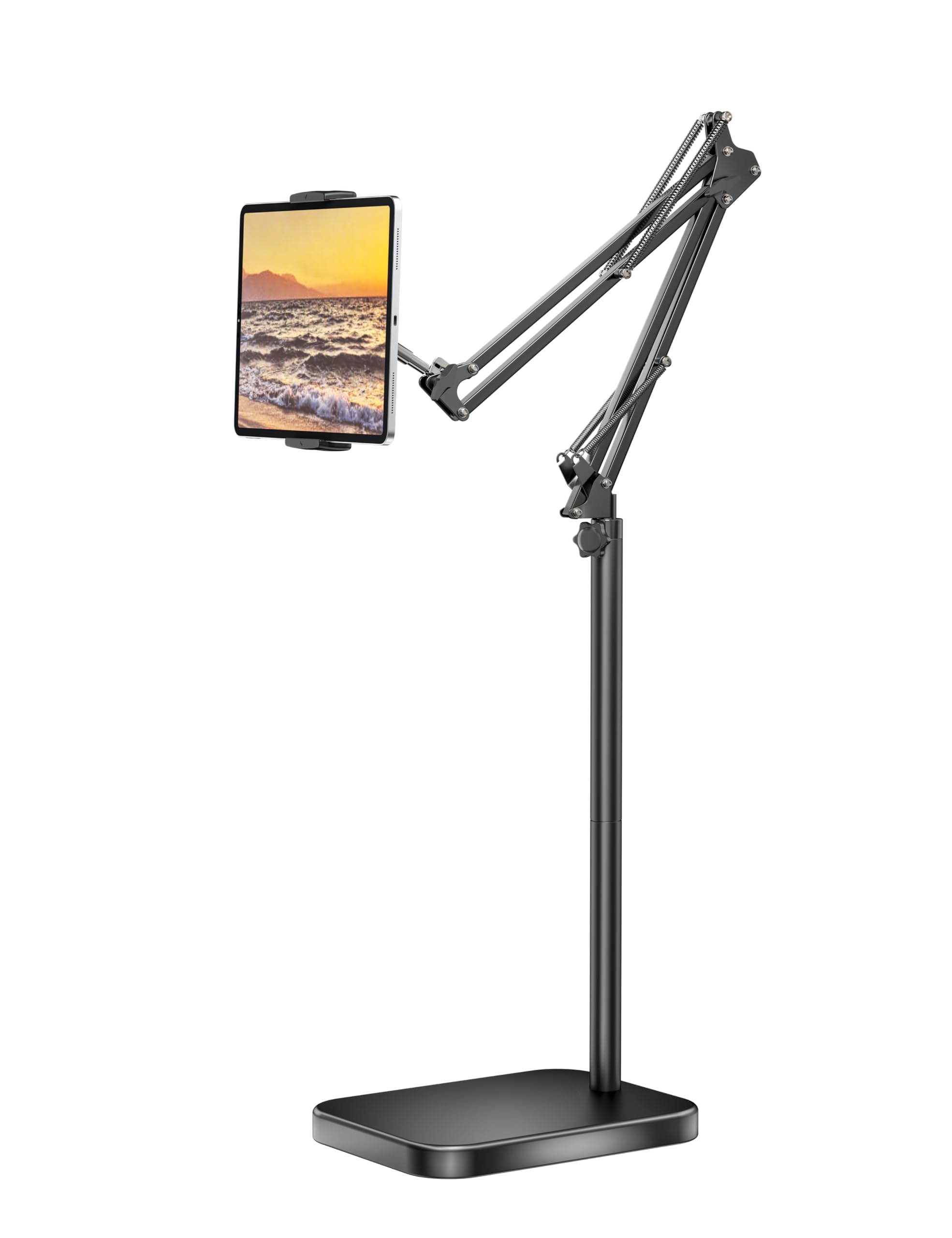 Bluusuuk Tablet Floor Stand With 11Lb Stable Base   Adjustable Height Stretchable Arm Swivel Holder Mount, Compatible With Ipad 