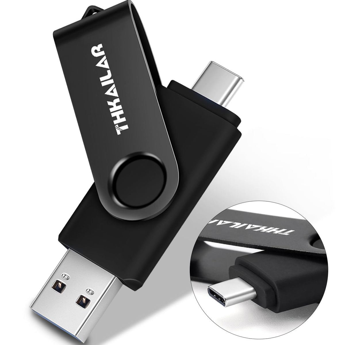 Thkailar 256Gb Usb 3.1 Flash Drive-2 In 1 Usb C Flash Drive Compatible With Android Phone Pc Galaxy Mac Pro Laptops Pc High Spee