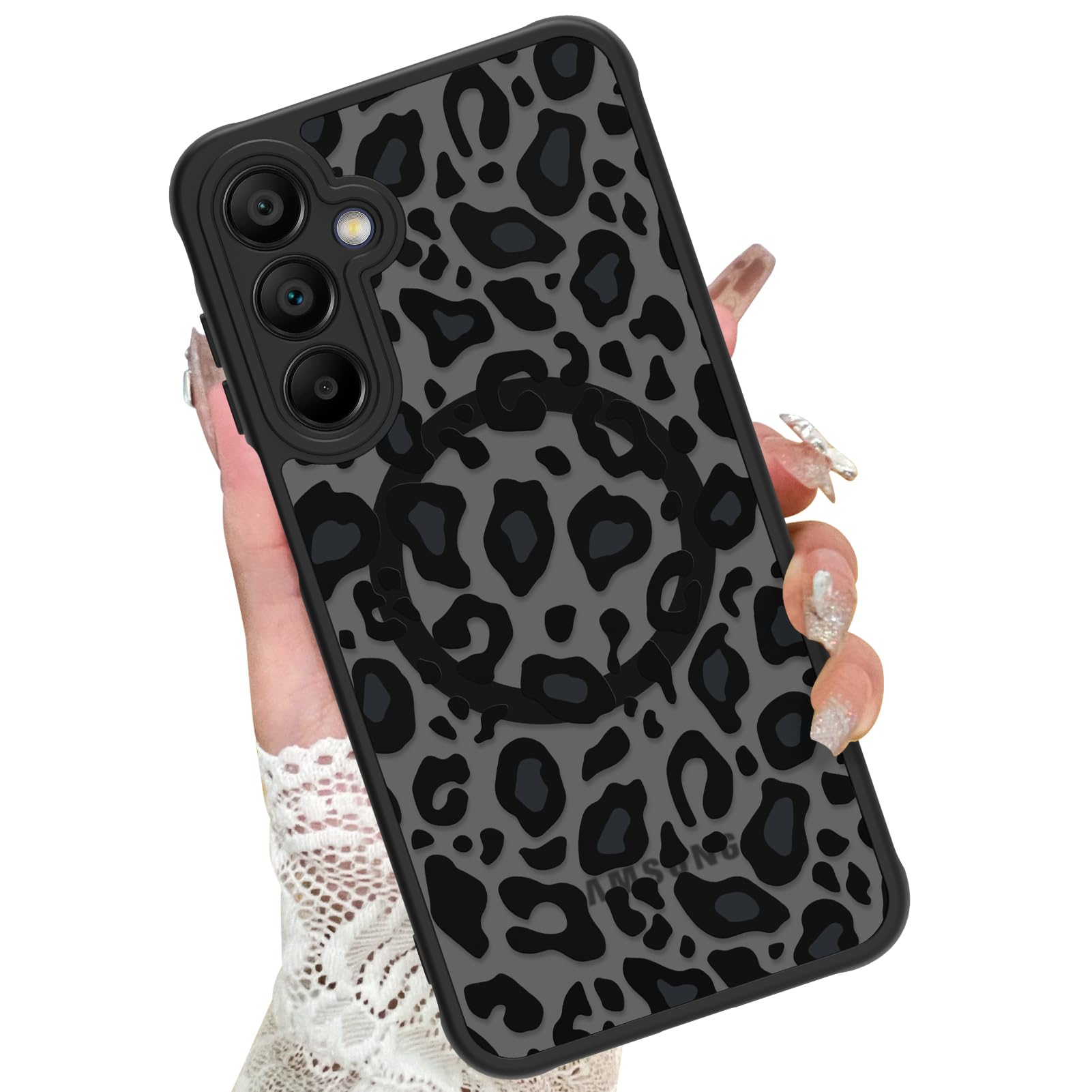 KANGHAR Case for Galaxy A14 Phone Case [Compatible with Magsafe] Leopard Printed Pattern Cute Cheetah Protective Magnetic Case f