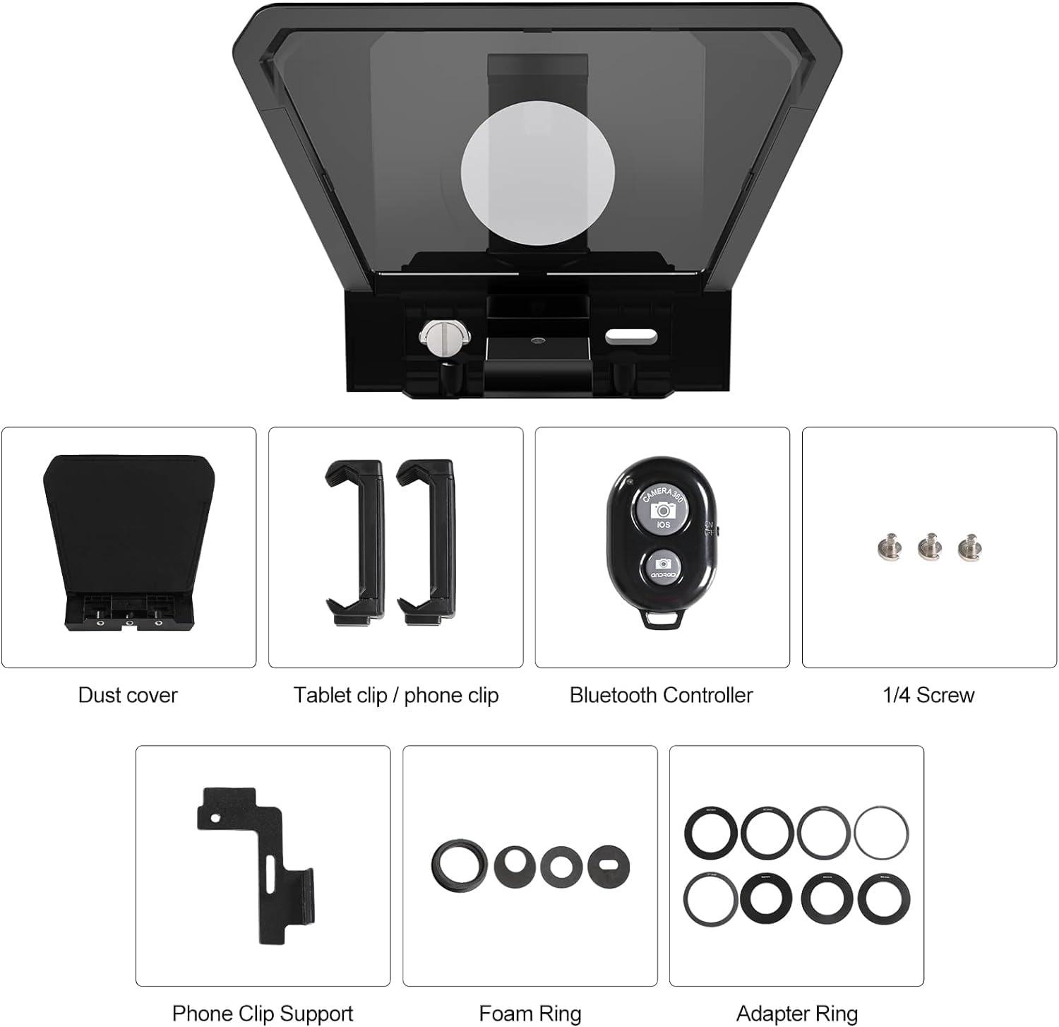 Gvm Teleprompter Portable For Ipad, Tablet, Smartphone & Dslr Cameras, Teleprompter Kit With Remote Control & Flexible Holder, T