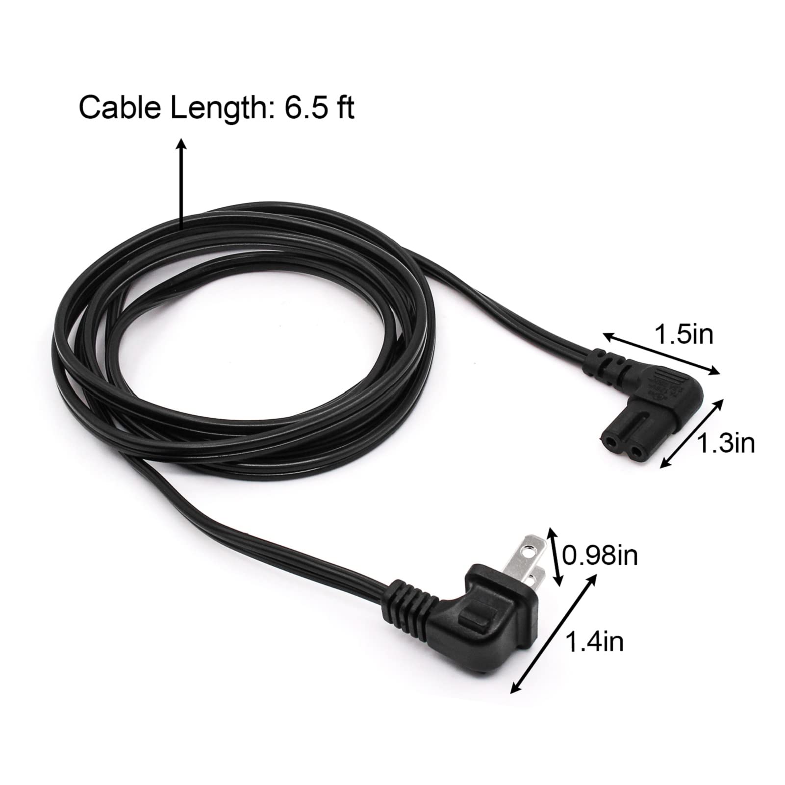 5Pack 2 Prong Extension Power Cord 10Ft,Long Power Cable For Indoor And Outdoor,Us Male/Female Extension Cord For Nema 1 15P To