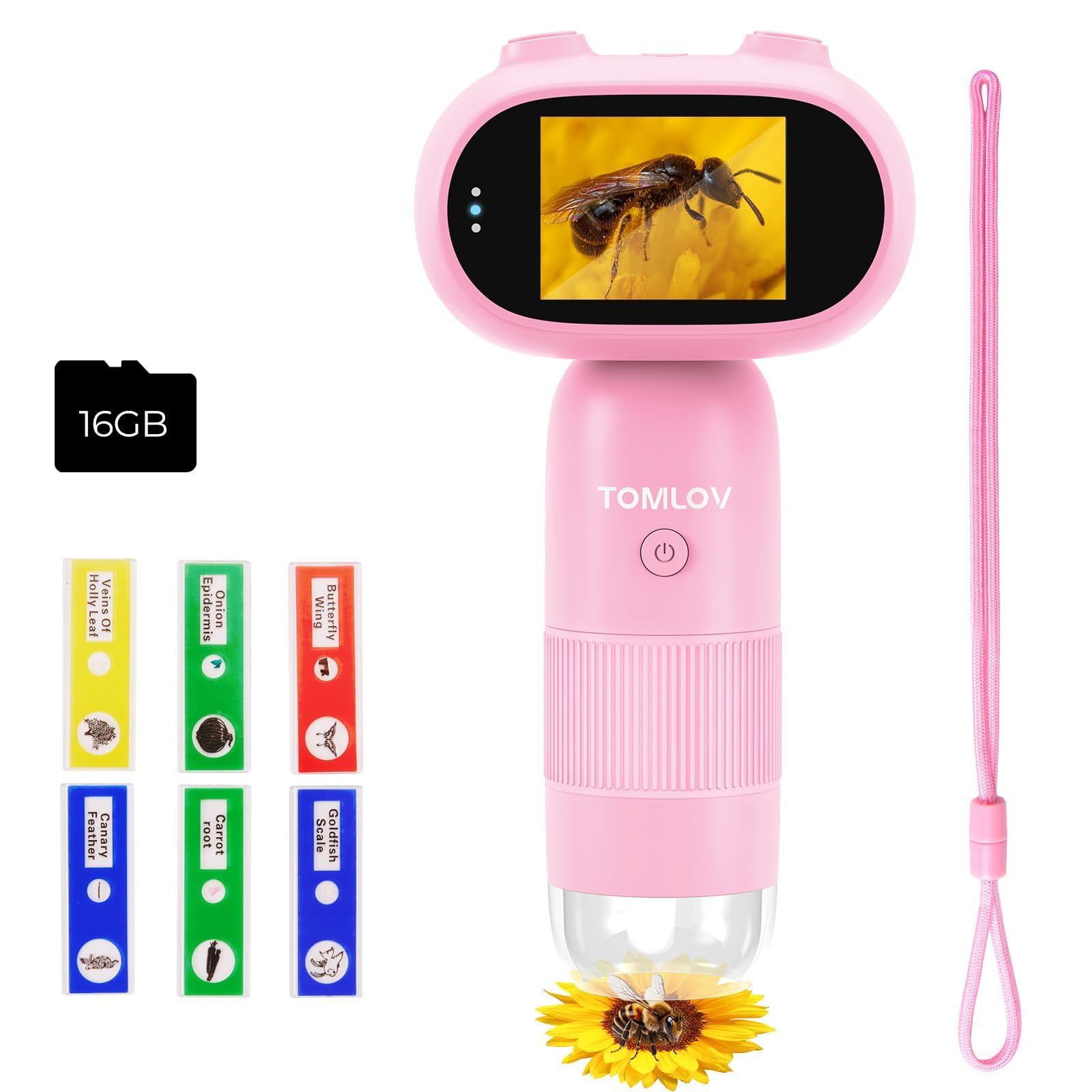 Tomlov P30 Microscope For Kids, Portable 1000X 2 Lcd Digital Microscope For Slides, Hd Camera & Video, Pocket Magnifying Glass W