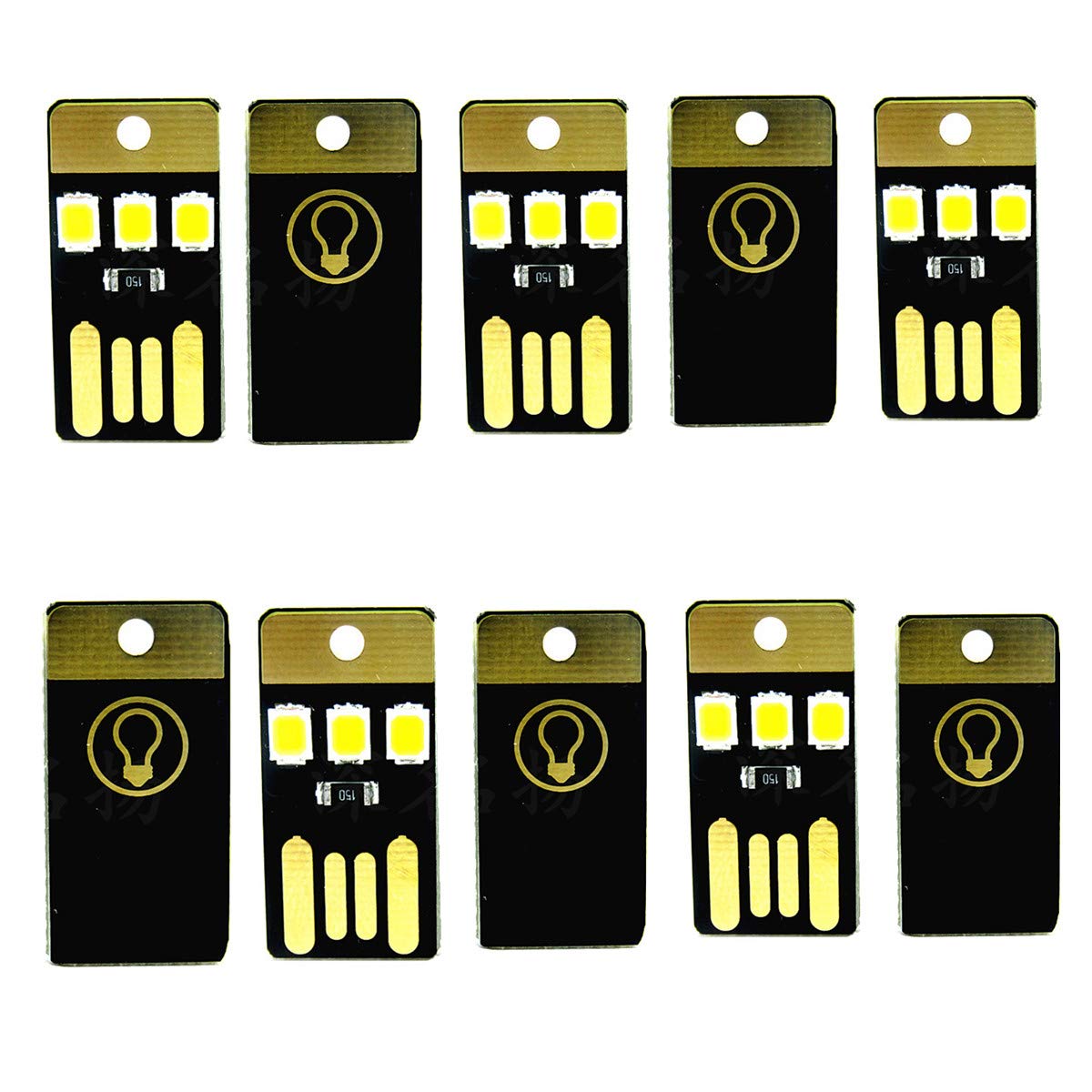 Fainwan 10Pcs 3 Led Usb Portable Night Light Bright Mini Keychain Camping Car Lamp Module