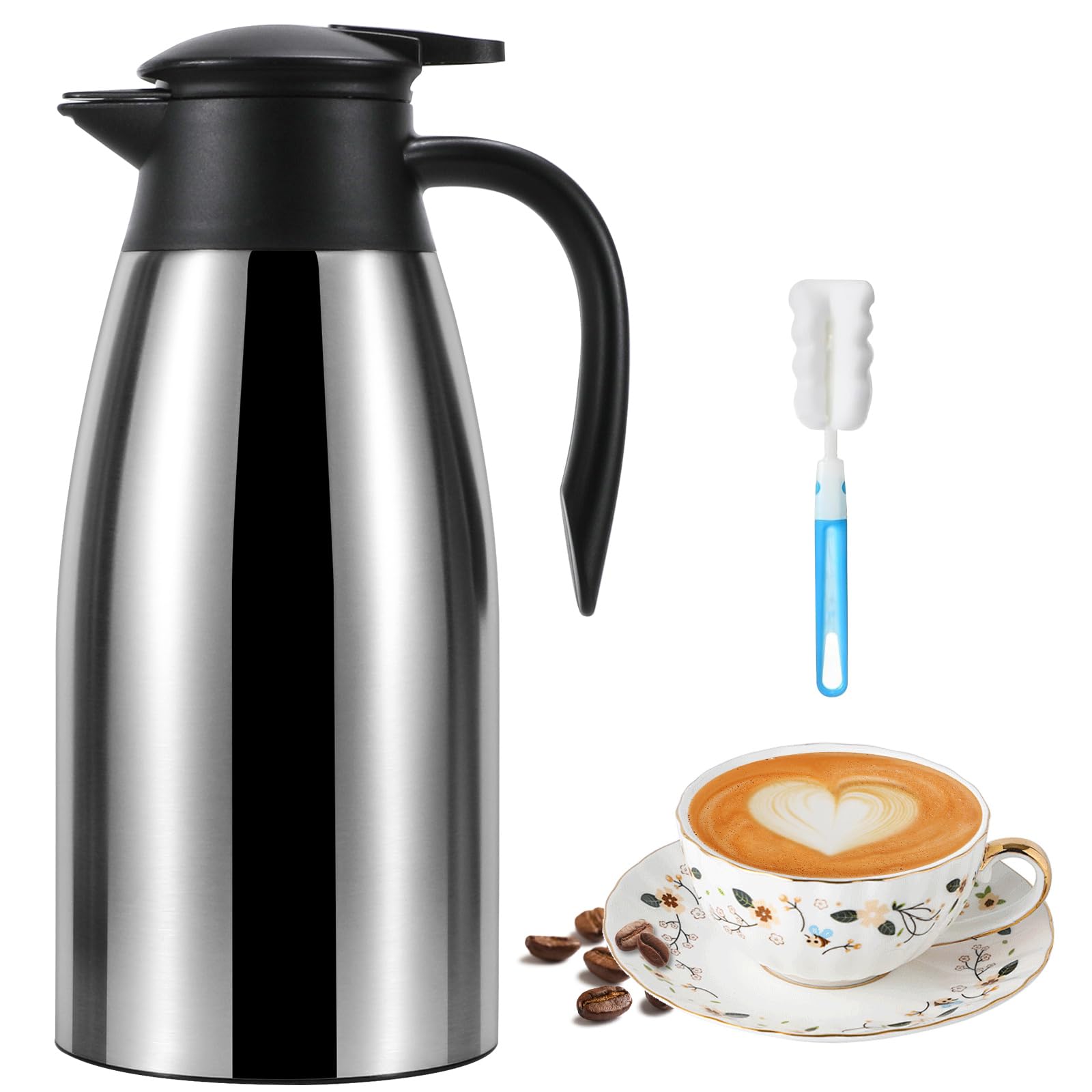 70 Oz Thermal Coffee Carafe For Keeping Hot, Updated Carafe For Hot Liquid, Airpot Stainless Steel Thermos Urn Beverage Dispense