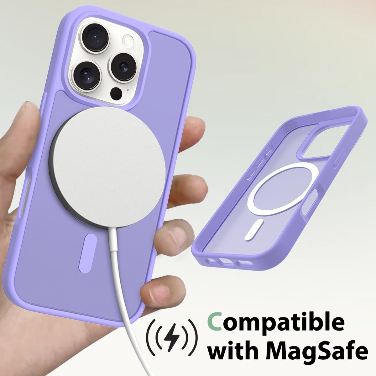 Pinlisheng 2024 New Magnetic For Phone 16 Pro Case 6.3 Inch,Translucent Matte Shockproof Case Cover,Purple