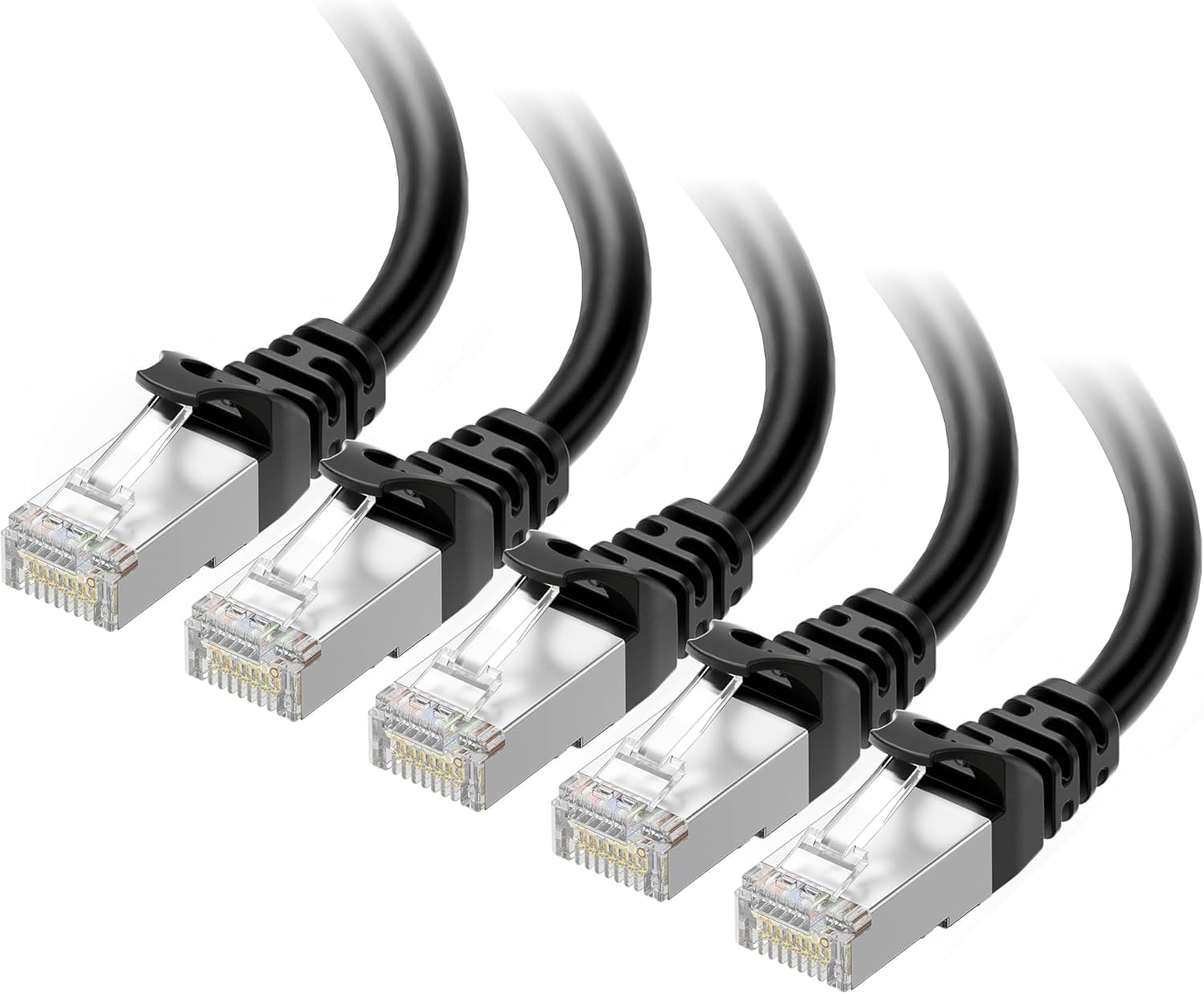 Cable Matters 10Gbps 5 Pack Snagless Shielded Cat 6A Ethernet Cable   5ft, Cat 6A Cable, Cat6A Cord, Ethernet Cord, Black