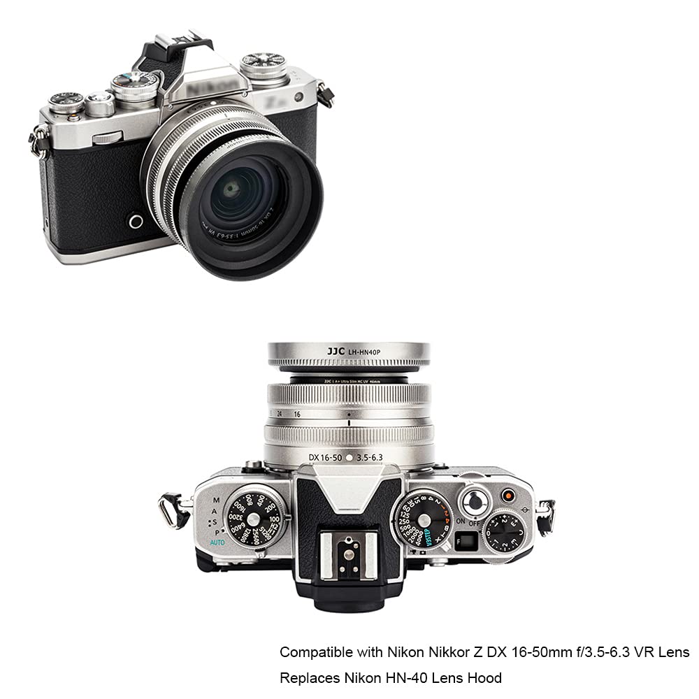 Silver Screw In Lens Hood Shade For Nikon Z Dx 16 50Mm F/3.5 6.3 Vr Lens On Nikon Z Fc Zfc Z50 Replaces Nikon Hn 40 Lens Hood Al