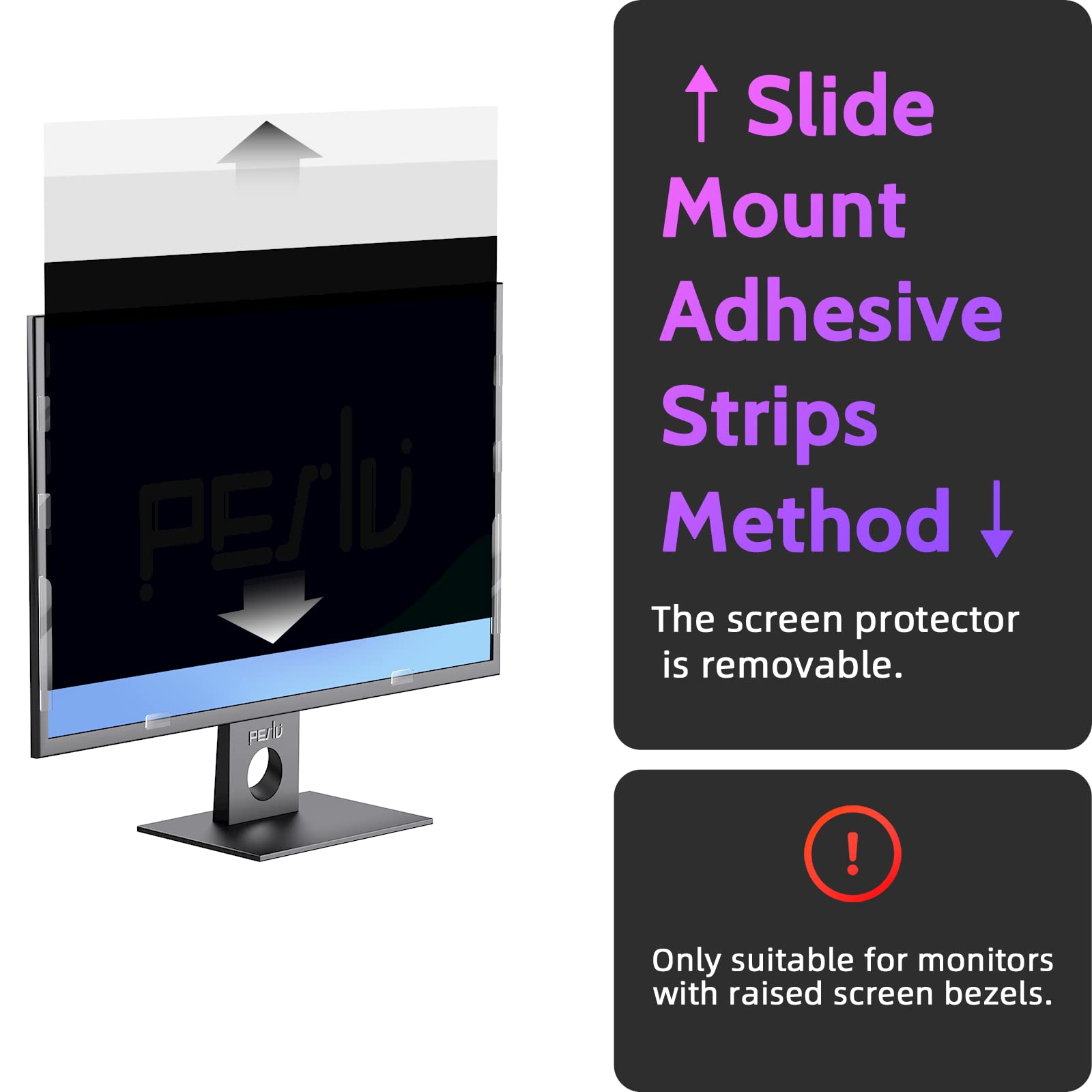 Privacy Screen Adhesive Strips And Slide Mount Tabs For Laptop Computer Monitor, Privacy Screen Slide Mount Tabs *2, Privacy Scr