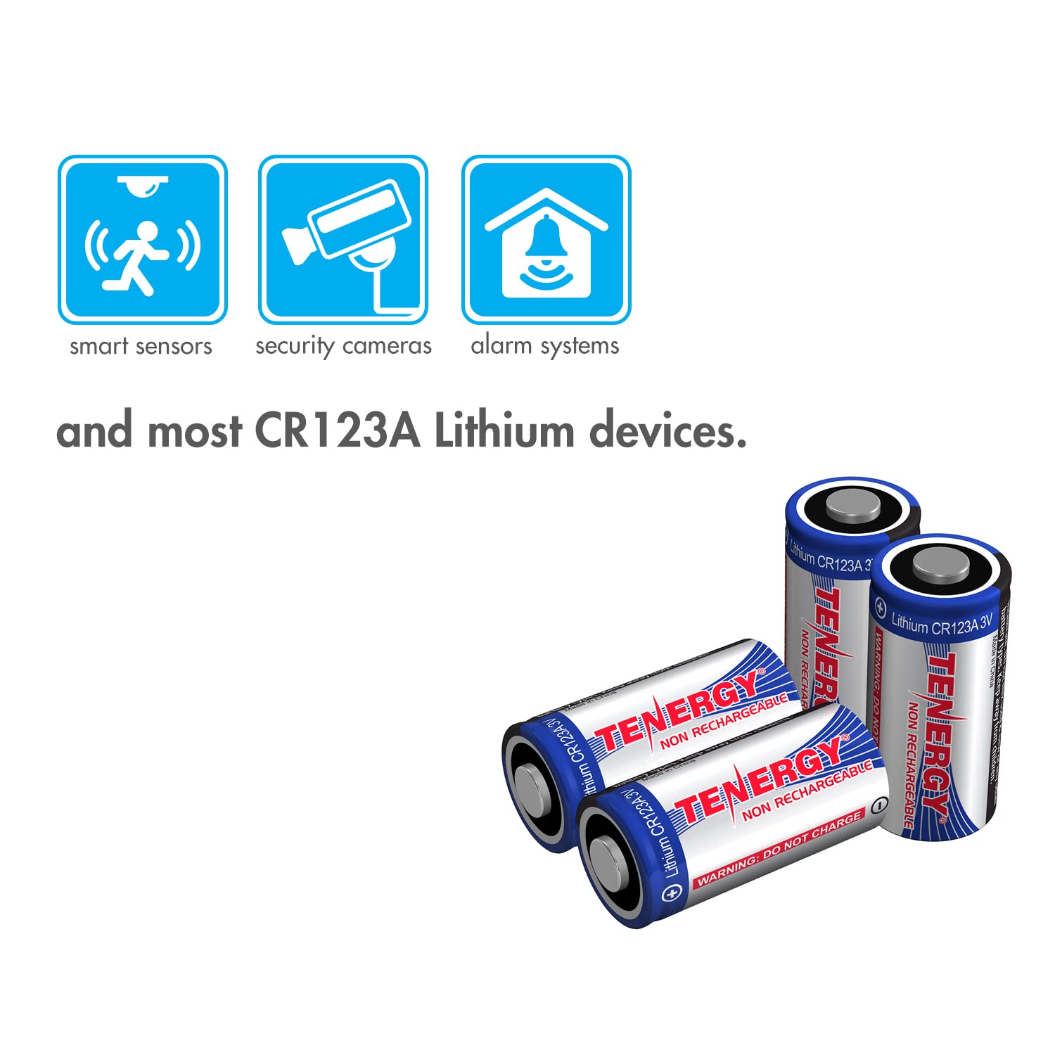 Tenergy 3V Cr123A Lithium Battery, High Performance 1500Mah Cr123A Cell Batteries Ptc Protected For Cameras, Flashlight Replacem