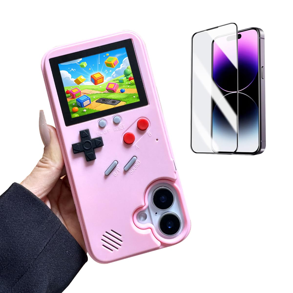 ERAKOLE for iPhone 16 Plus Case Gamer Design Retro Video Game Playable Phone Cover, Classic Creative Birthday Gifts, Shockproof 
