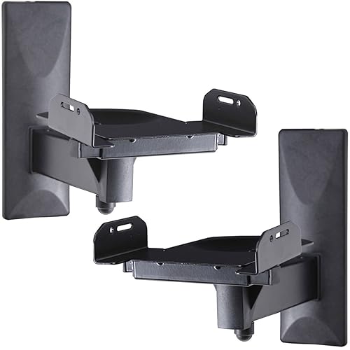 Videosecu One Pair Of Side Clamping Bookshelf Speaker Mounting Bracket With Swivel And Tilt For Large Surrounding Sound Speakers