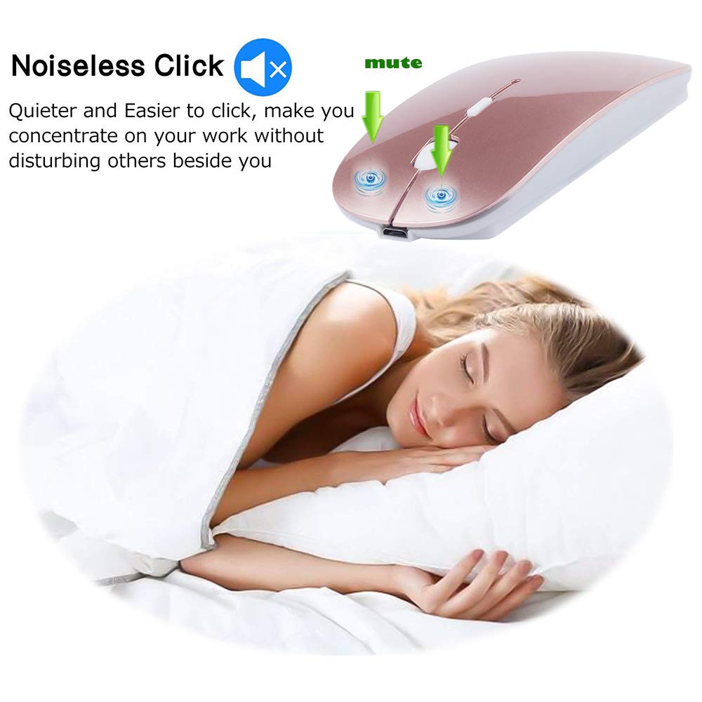 Klo Bluetooth Mouse For Macbook/Macbook Air/Pro/Ipad, Wireless Mouse For Laptop/Notebook/Pc/Ipad/Chromebook (Bt/B Rose Gold)