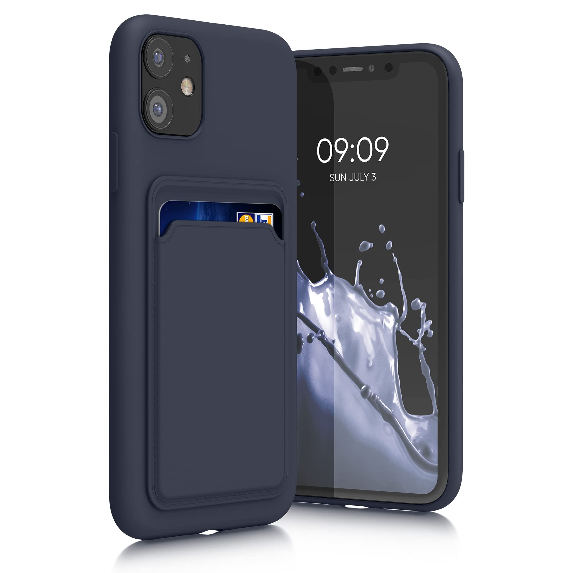 Kwmobile Case Compatible With Apple Iphone 11 Case   Tpu Phone Cover With Credit Card Holder   Dark Blue