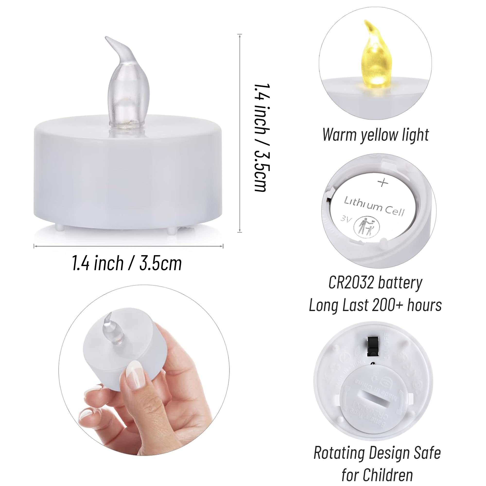 Tea Lights Flameless Battery Operated Candles 24Pack Led Electric Flickering Votive Candle Long Lasting 200 Hours, Realistic And