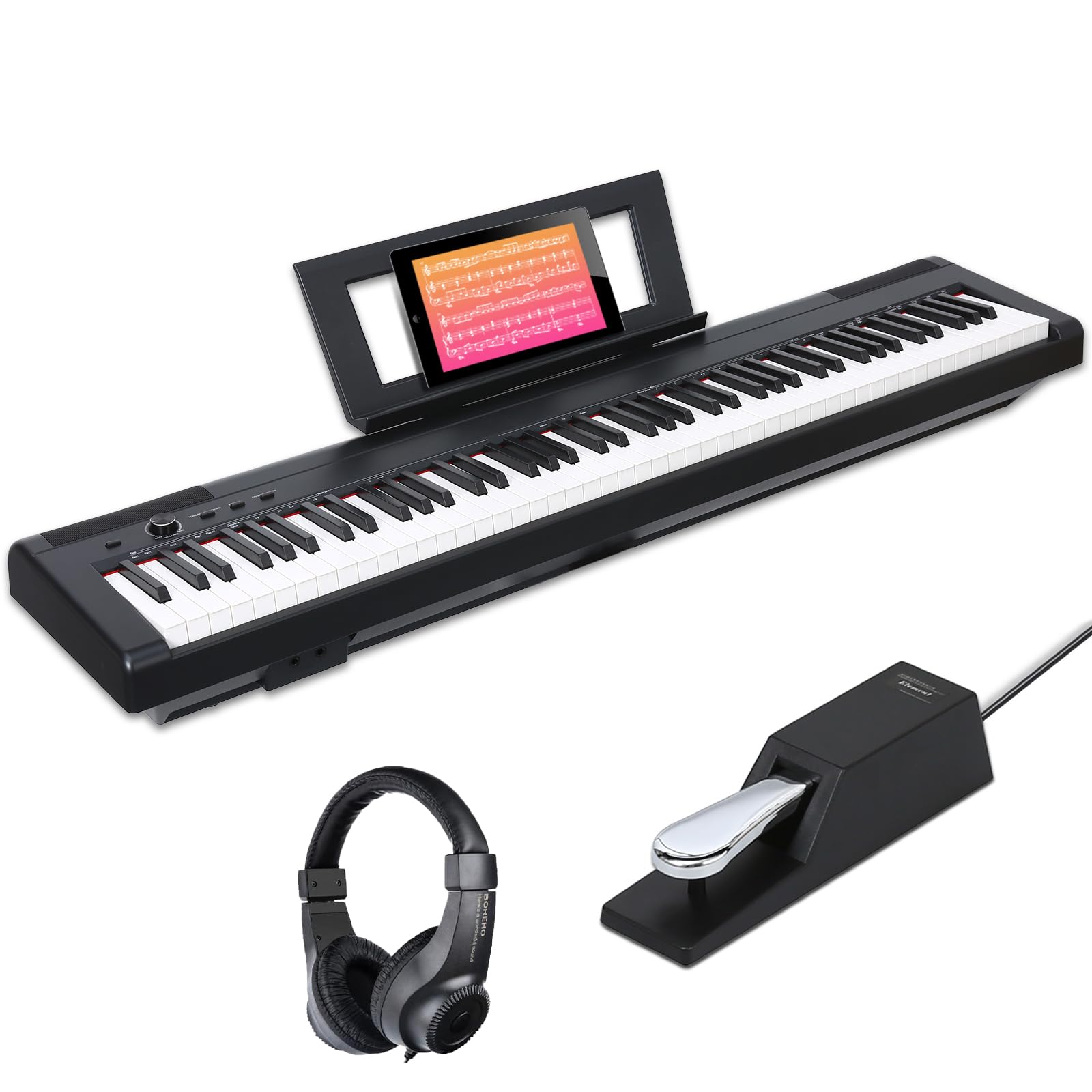 AODSK Weighted Piano 88-Key Beginner Digital Piano,Full Size Weighted keyboard with Hammer Action,with Sustain Pedal,15W Stereo 