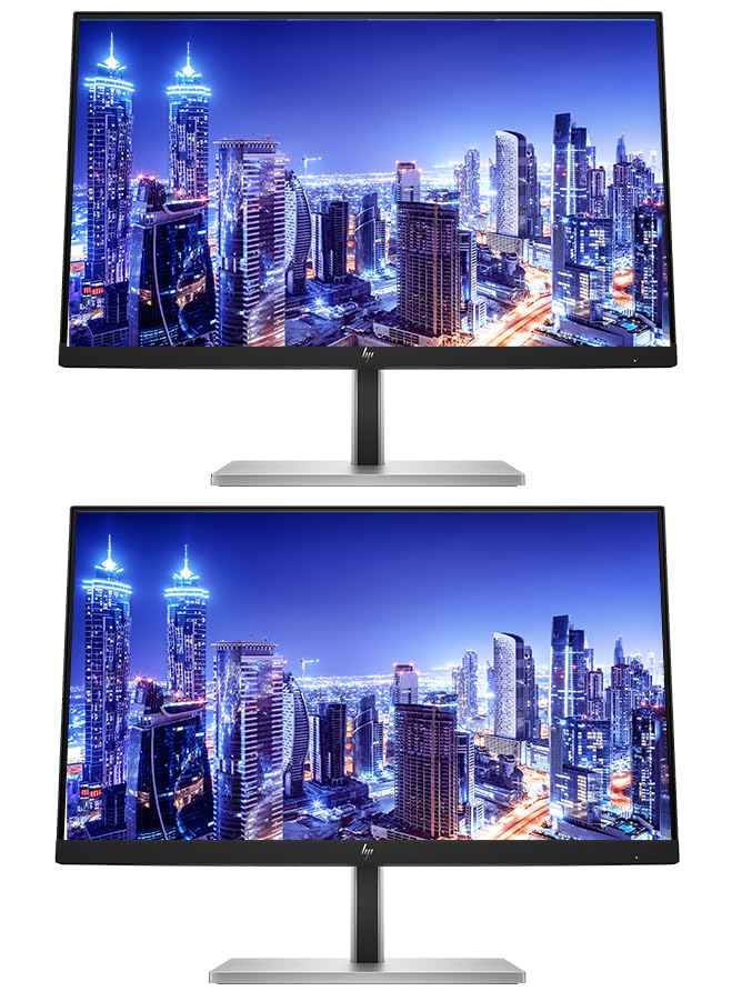 Hp Elitedisplay E27 G5 27 Inch Full Hd Led-Backlit Lcd Ips Monitor, 2-Pack Bundle With Hdmi, Usb Hub, And Displayport