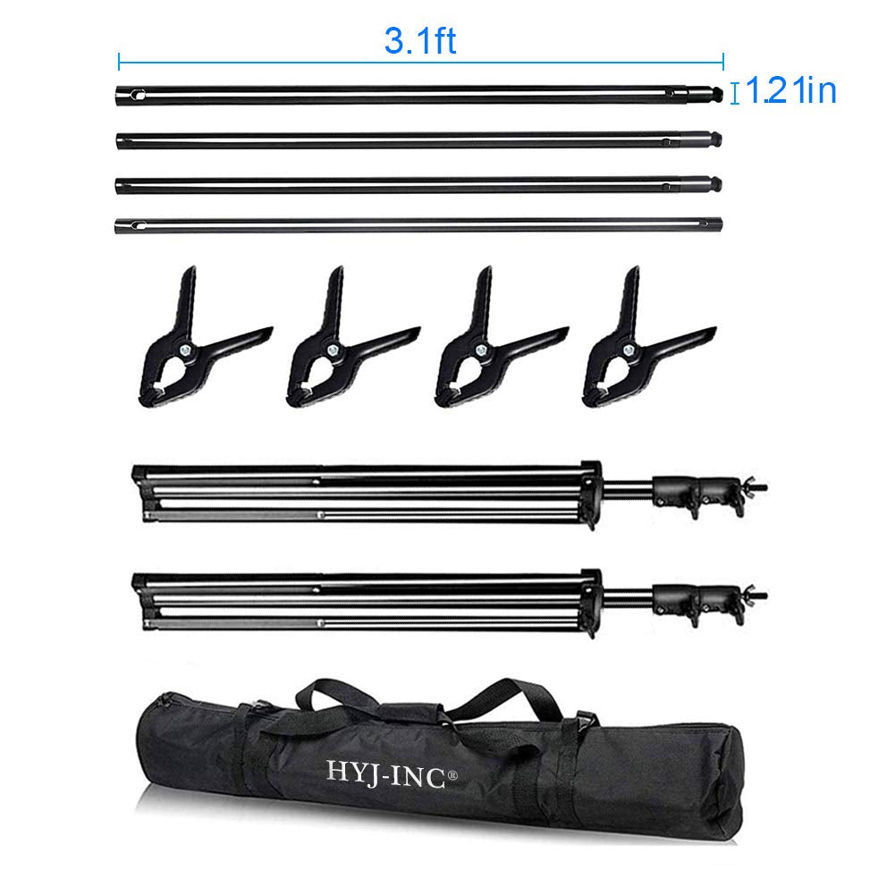 Hyj Inc 12Ft X 10Ft Photo Video Studio Heavy Duty Adjustable Photography Muslin Backdrop Stand Background Support System Kit Wit