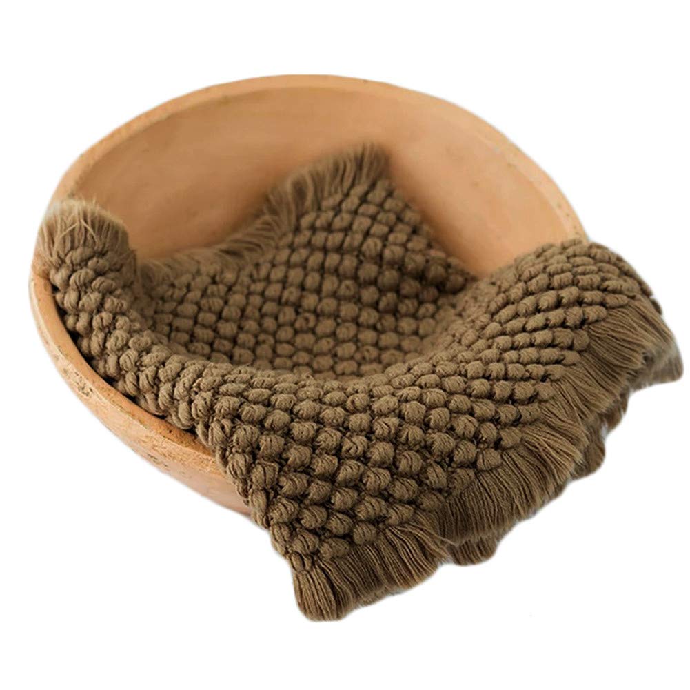 Zeroest Baby Photography Props Basket Braid Wool Wrap Newborn Photo Shoot Baskets Filler Posing Stuffer Background Blanket (Coffee)