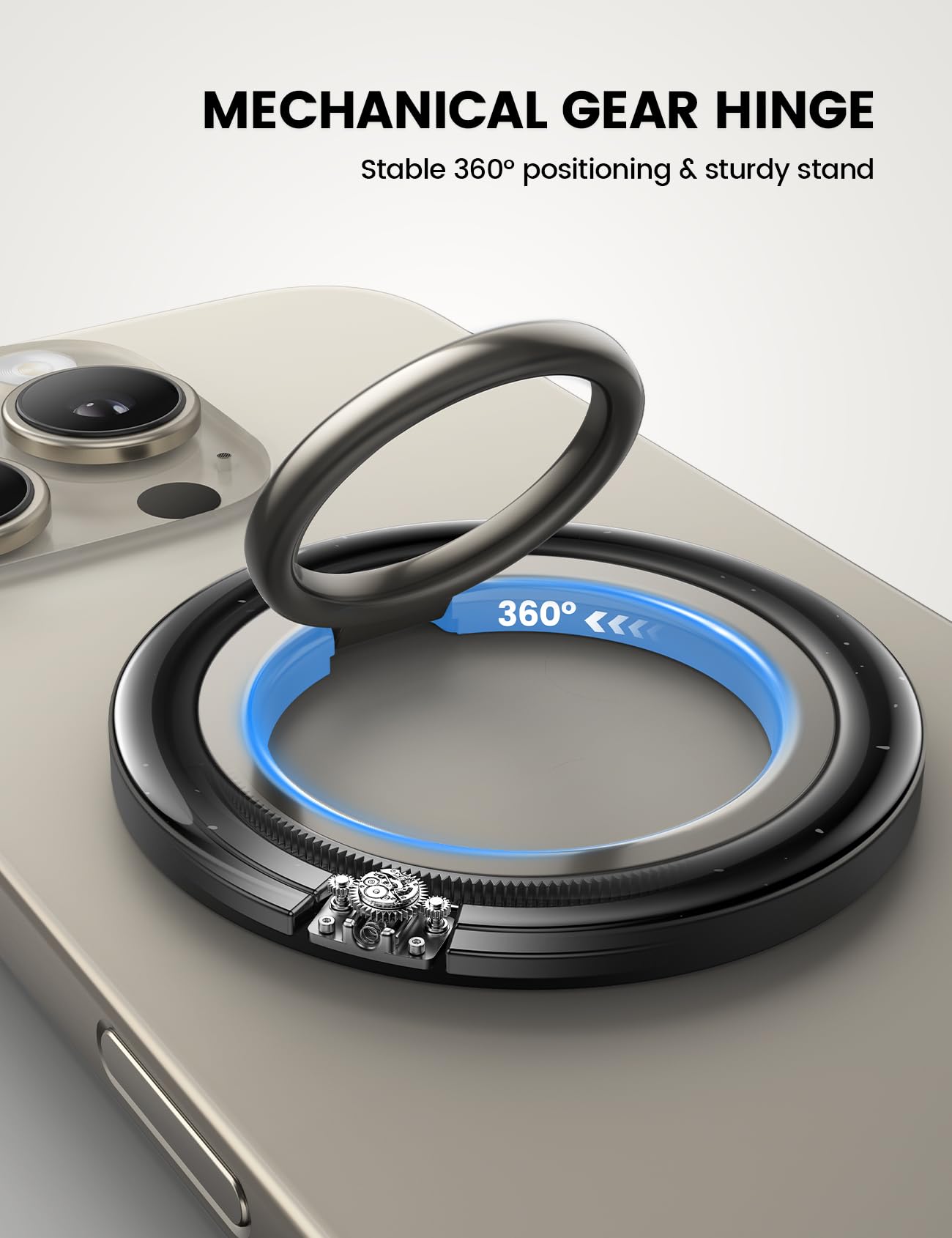 Lamicall [2024 Upgrade Metal Gear Hinge] Magnetic Phone Ring Grip For Magsafe, [4.4Lbs Ultra Strong Magnet] Finger Holder Stand,