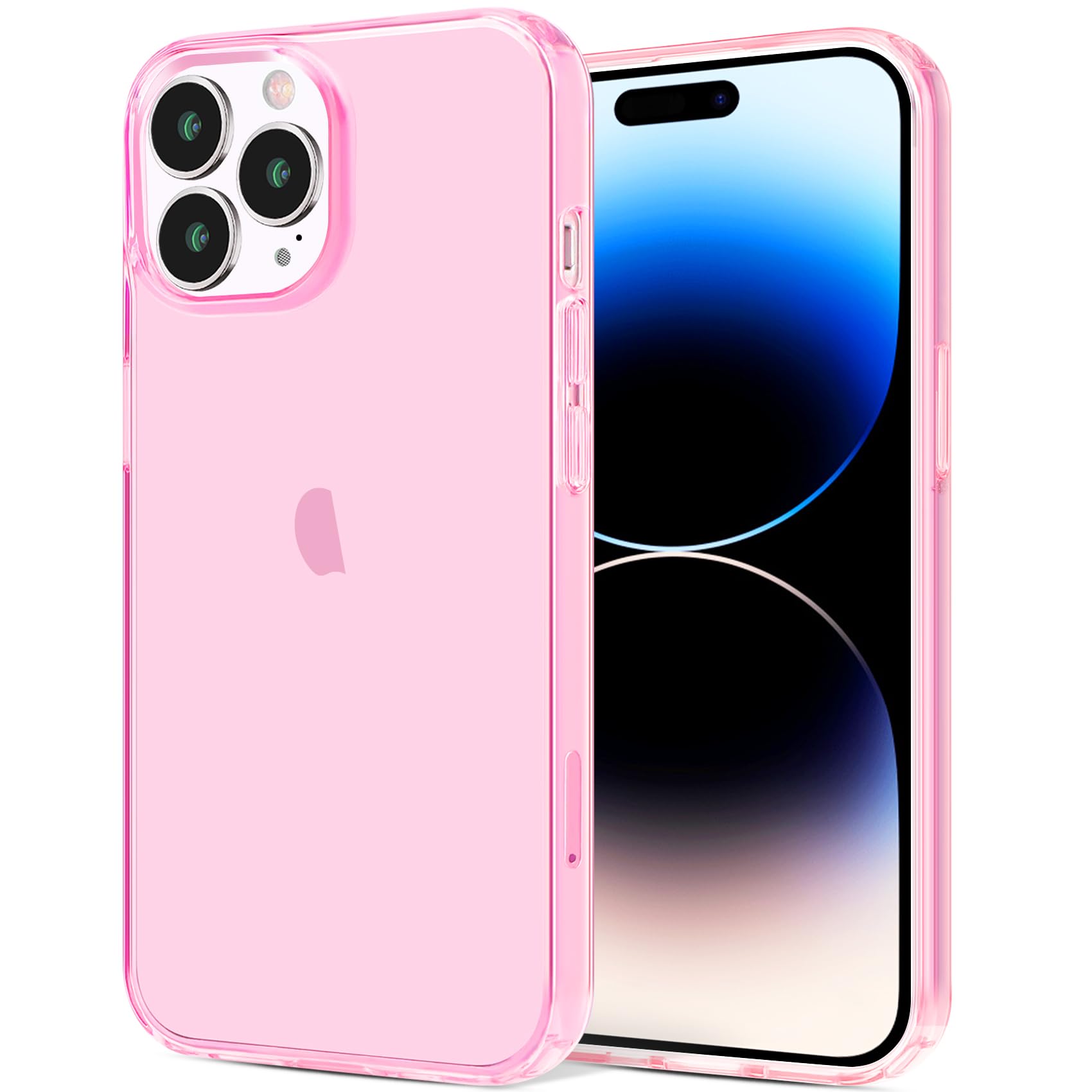 JJGoo iPhone 14 Pro Max Phone Case Clear Shockproof Slim TPU Pink 6.7-inch