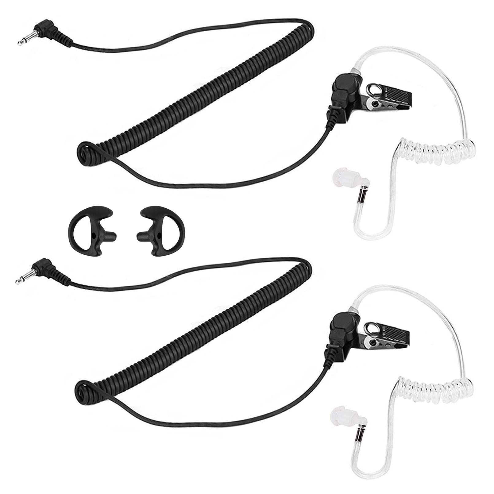 Yolipar 2Pcs 3.5Mm Surveillance Single Wire Listen Only Earpiece Walkie Talkie With Covert Tansparent Acoustic Tube Headset Poli