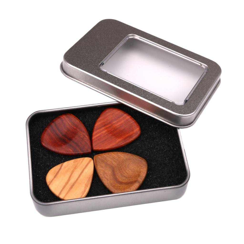 Expora 4Pcs Guitar Bass Picks Plectrums With 1Pc Iron Box Case Set Musical Instrument Parts