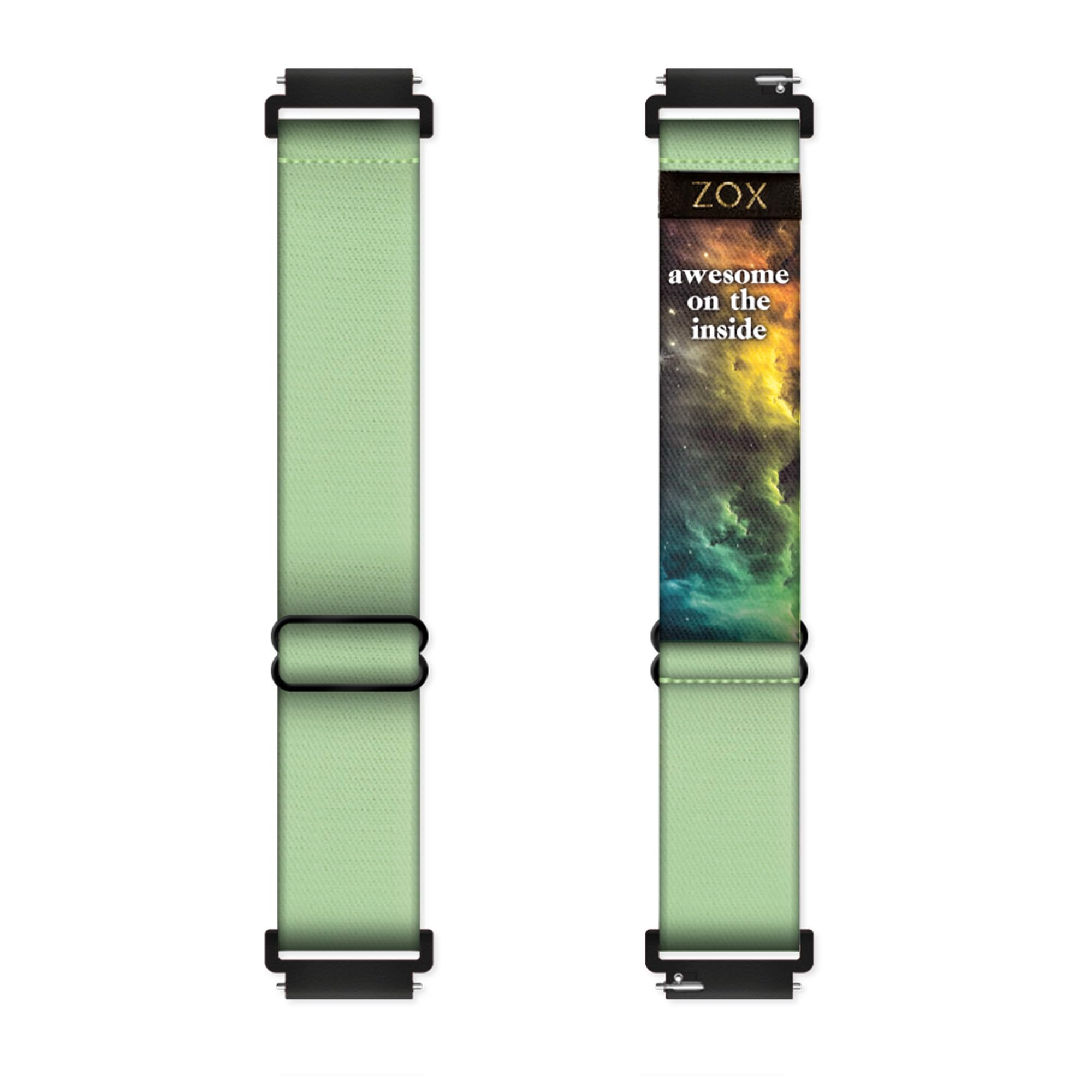 Zox Android Smart Watch Band - Perfect Green | Soft, Adjustable Elastic Band With Motivational Affirmations And Beautiful Artwor