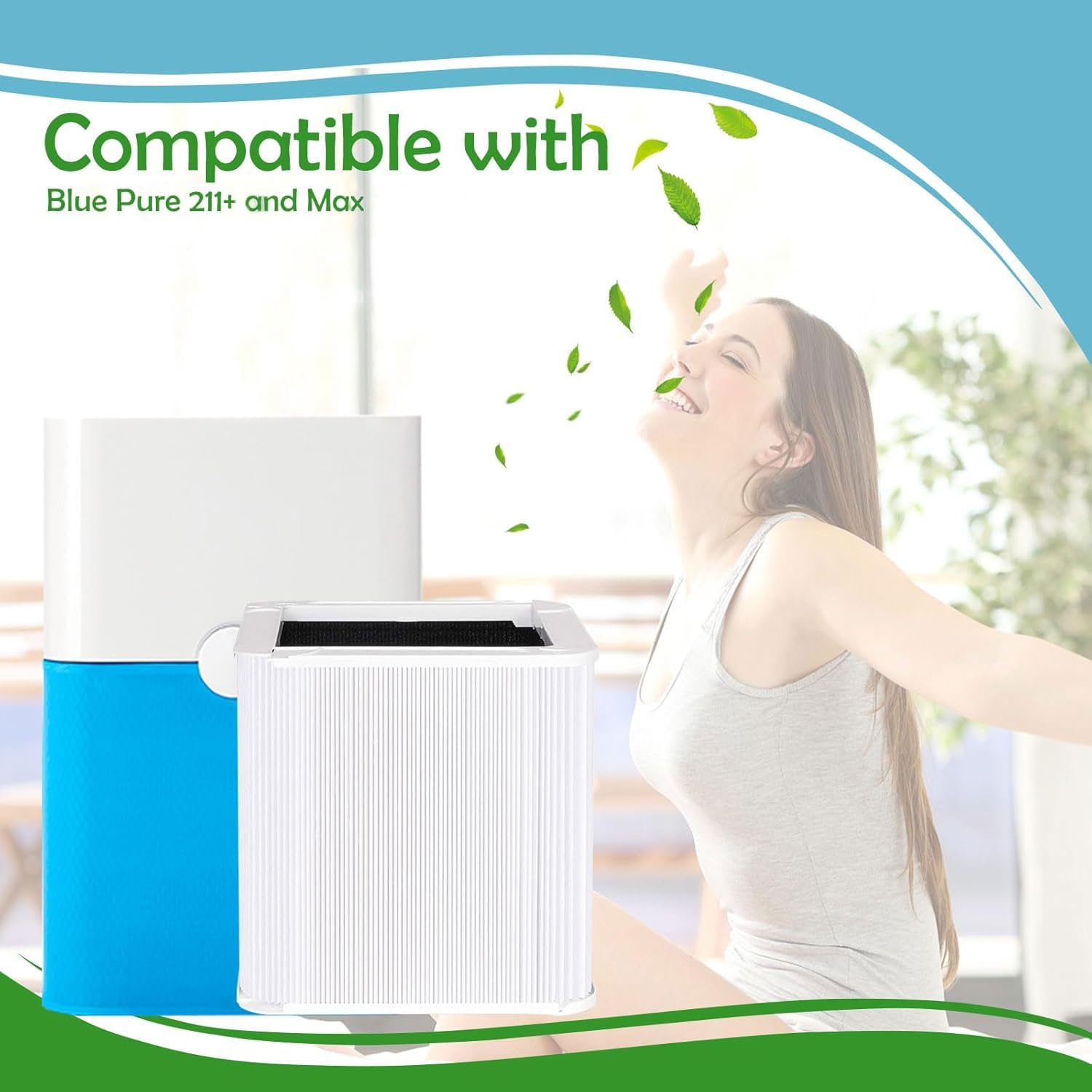 Carmerny Blue Pure 211+ True Hepa Replacement Filter Compatible With Blueair Blue Pure 211+ And Max Air Cleaner Purifier, 3 Pack