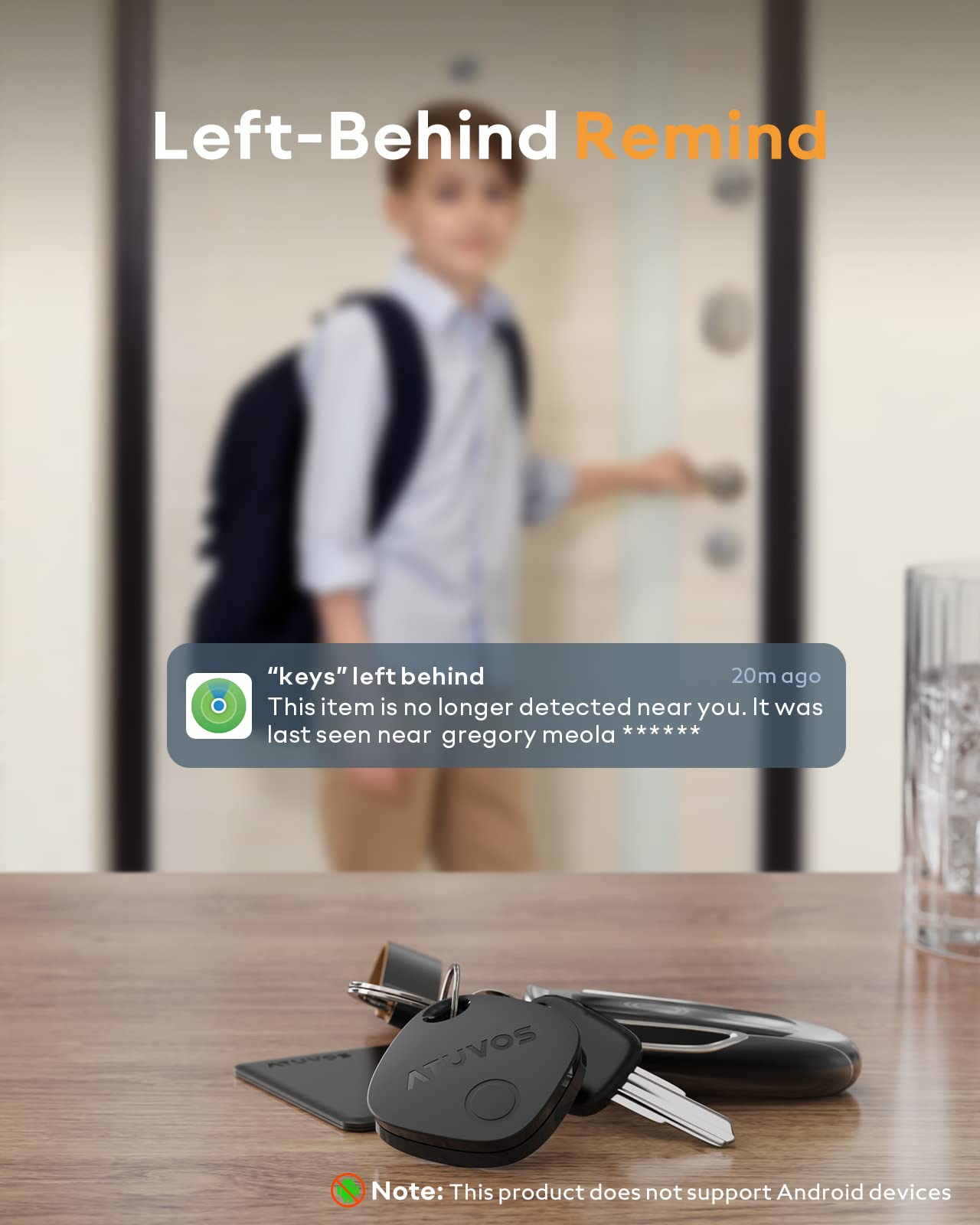 Atuvos Smart Bluetooth Air Tracker 1 Pack, Keys Finder Works With Apple Find My (Ios Only), Item Locator For Keys, Wallets, Bags, Luggage, Suitcases, Replaceable Battery, Ip67 Waterproof, Lost Mode