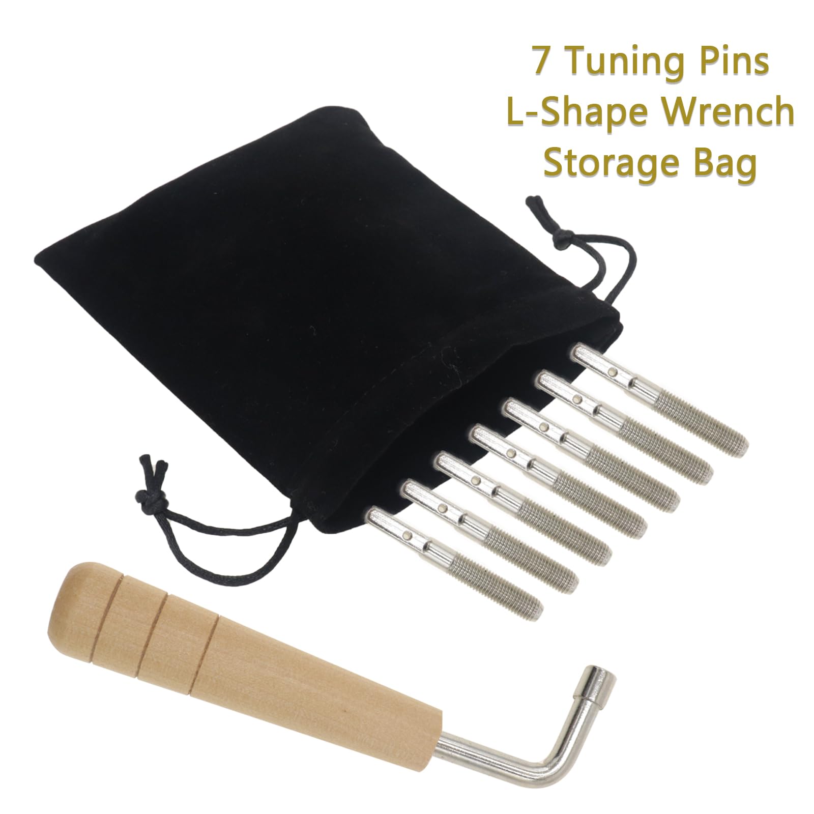 Cashbeat Lyre Harp Tuning Kit, 7 Tuning Pins, L Shape Wrench, Storage Bag For Zithers, Harpsichords, Dulcimers, And Primitive St